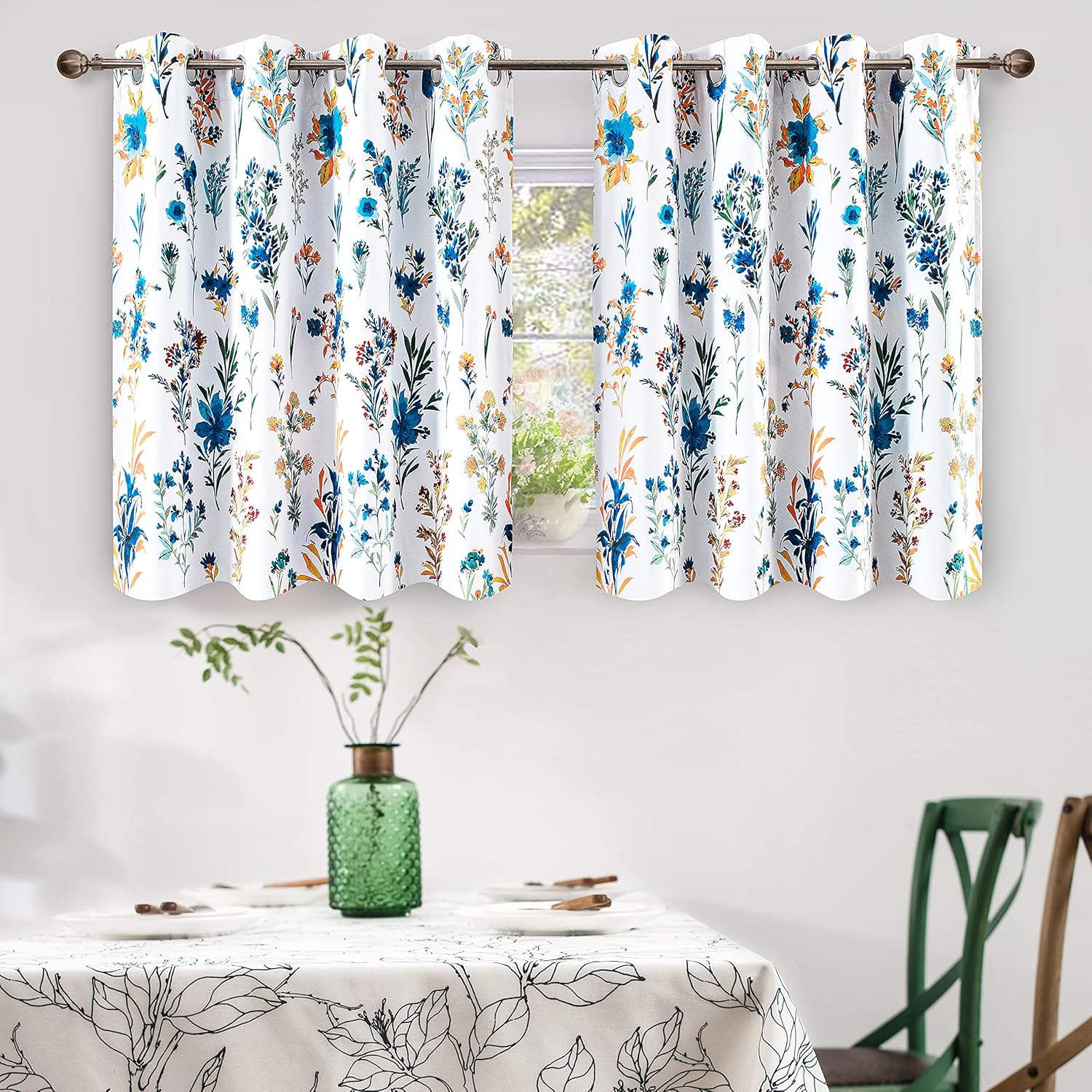 DriftAway Cortinas florales para dormitorio, 36 pulgadas de largo, para sala de estar, cortinas opacas forradas, con aislamiento térmico, ojales