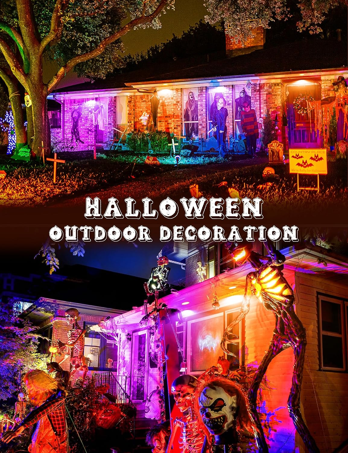 JandCase Bombillas de Halloween naranjas y moradas para exteriores, luces LED PAR30 de 12 W (equivalente a 100 W), bombillas de colores E26 para