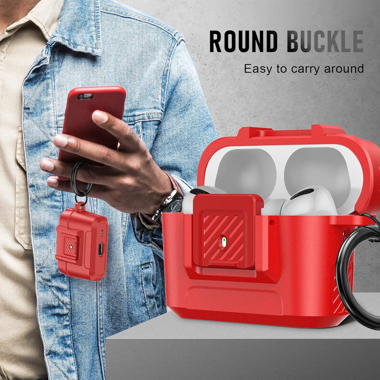 Youtec Funda compatible con Airpods Pro 2 con kit de limpieza, funda protectora militar dura a prueba de golpes para Airpods con bloqueo seguro