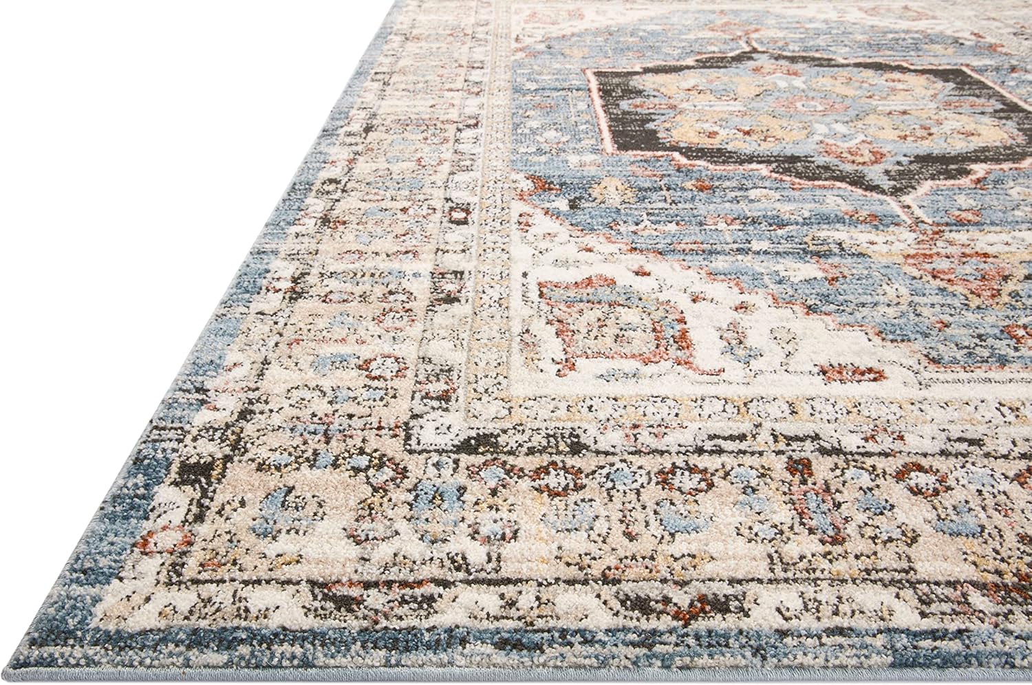 Loloi II Odette Collection ODT-06 SkyMulti – Alfombra redonda de 9 pies y 2 pulgadas x 9 pies y 2 pulgadas