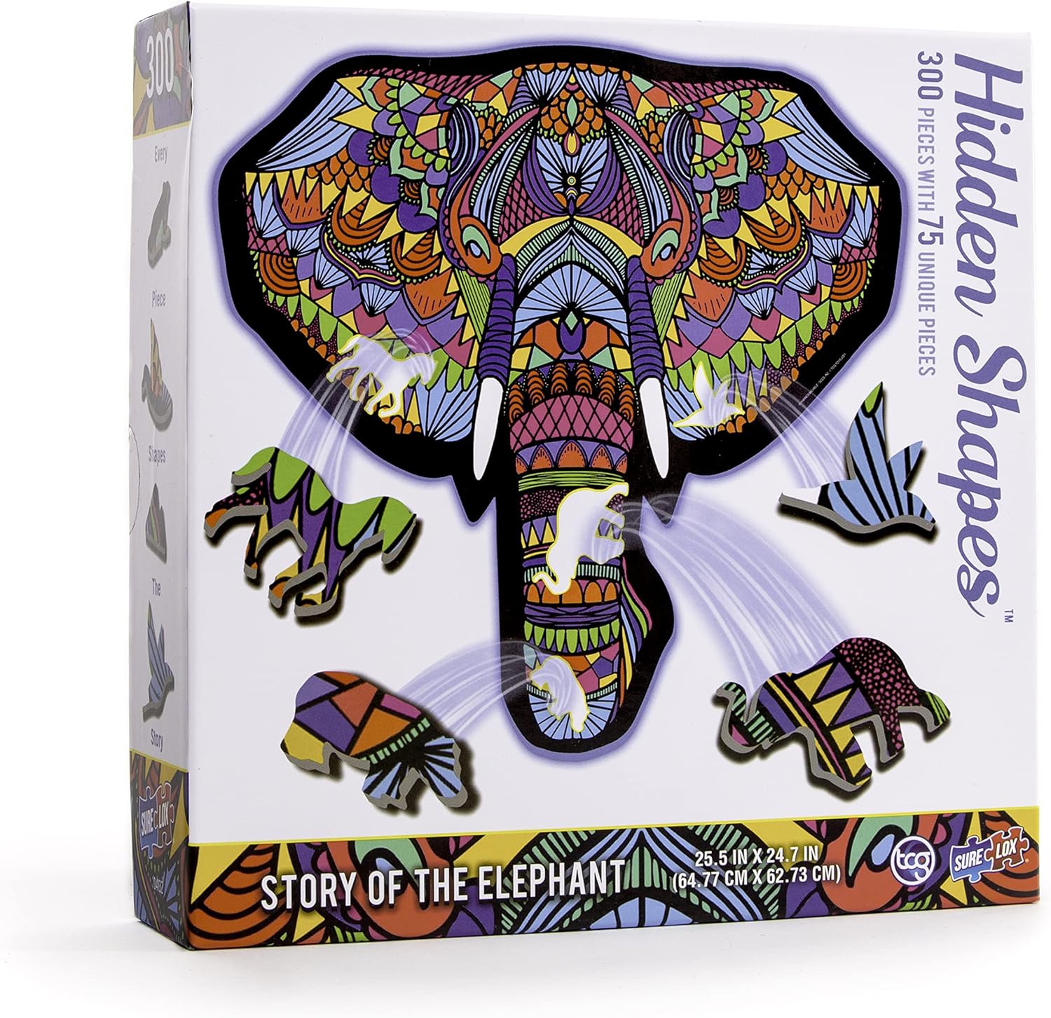 Hidden Shapes – Rompecabezas para adultos – 300 piezas – Dibujado a mano – 75 formas ocultas únicas – Gran regalo para mamá, papá, adolescentes,