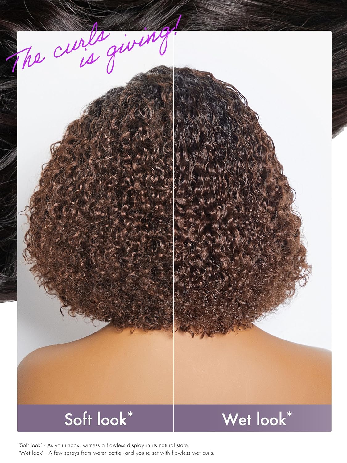 LUVME HAIR Peluca de cabello humano rizado de 10 pulgadas, precortada, sin pegamento, HD, con cierre de encaje, negro natural con raya lateral