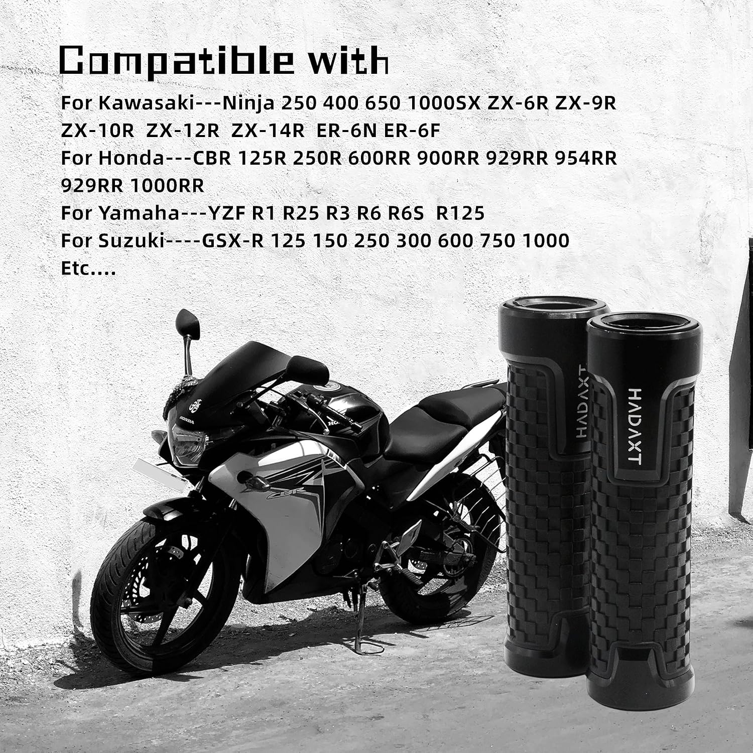 Empuñaduras de mano para motocicleta de 78 pulgadas, 0.866 in, universal, CNC, patrón de cuadros de aluminio, antideslizante, agarre de manillar de