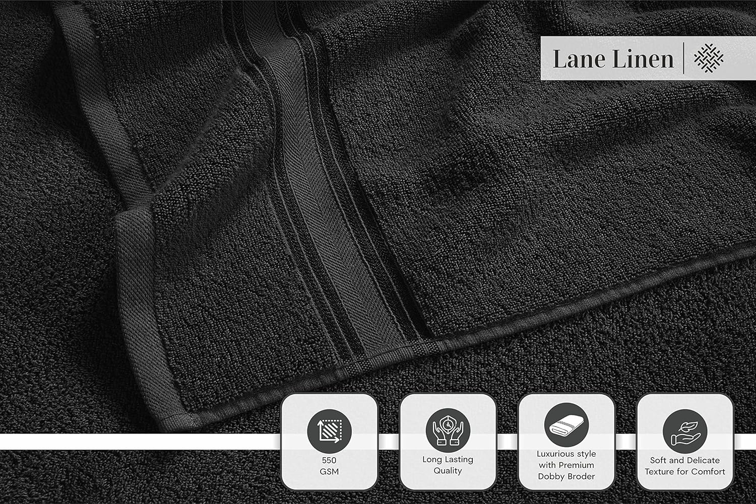 LANE LINEN – Juego de 6toallas de lujo de 100% algodón, cero torsión, de secado rápido, supersuaves y muy absorbentes, 2toallas de baño, 2toallas de