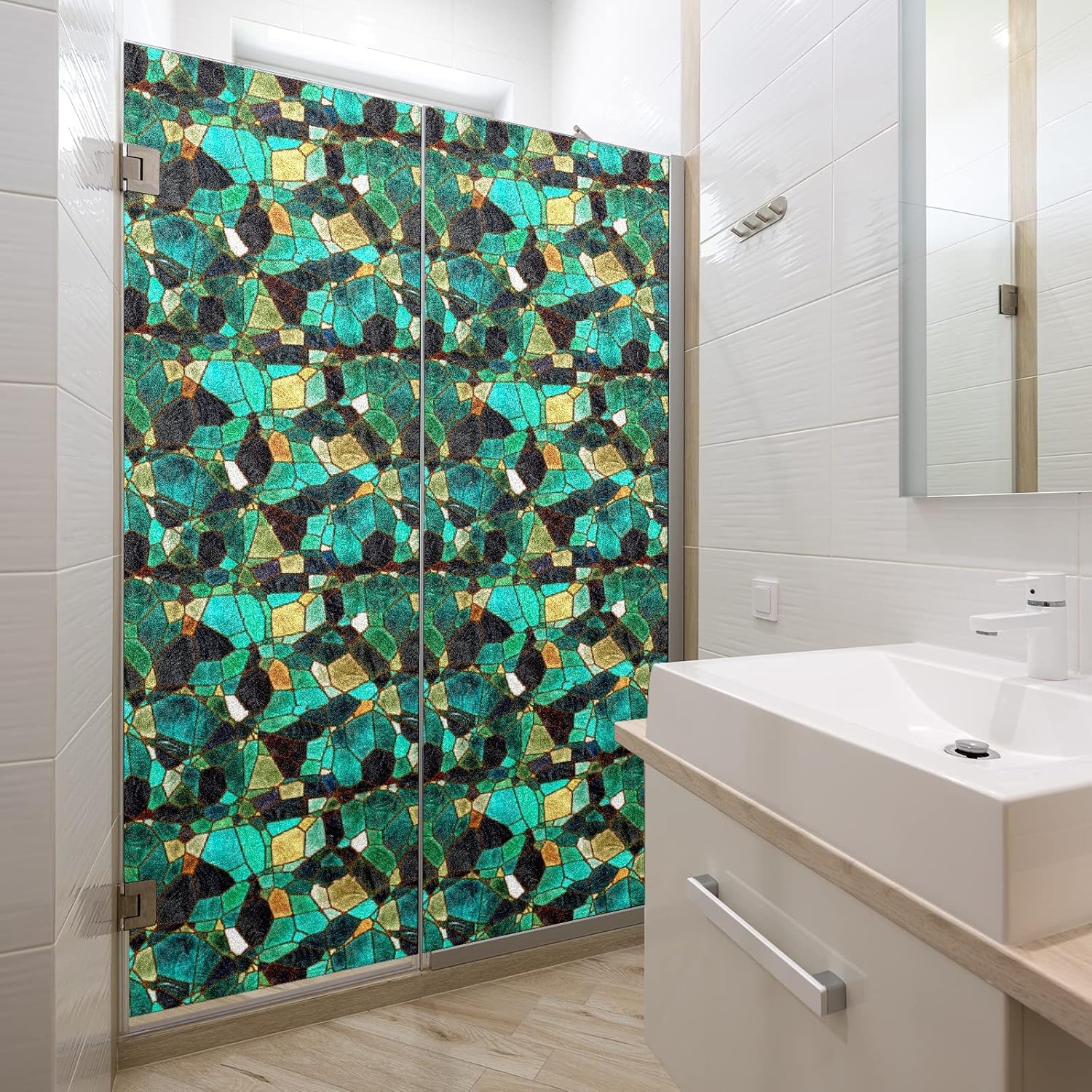 Película opaca de vidrio esmerilado de arco iris, película opaca para cortinas de cocina, película antideslumbrante, para la oficina en casa,