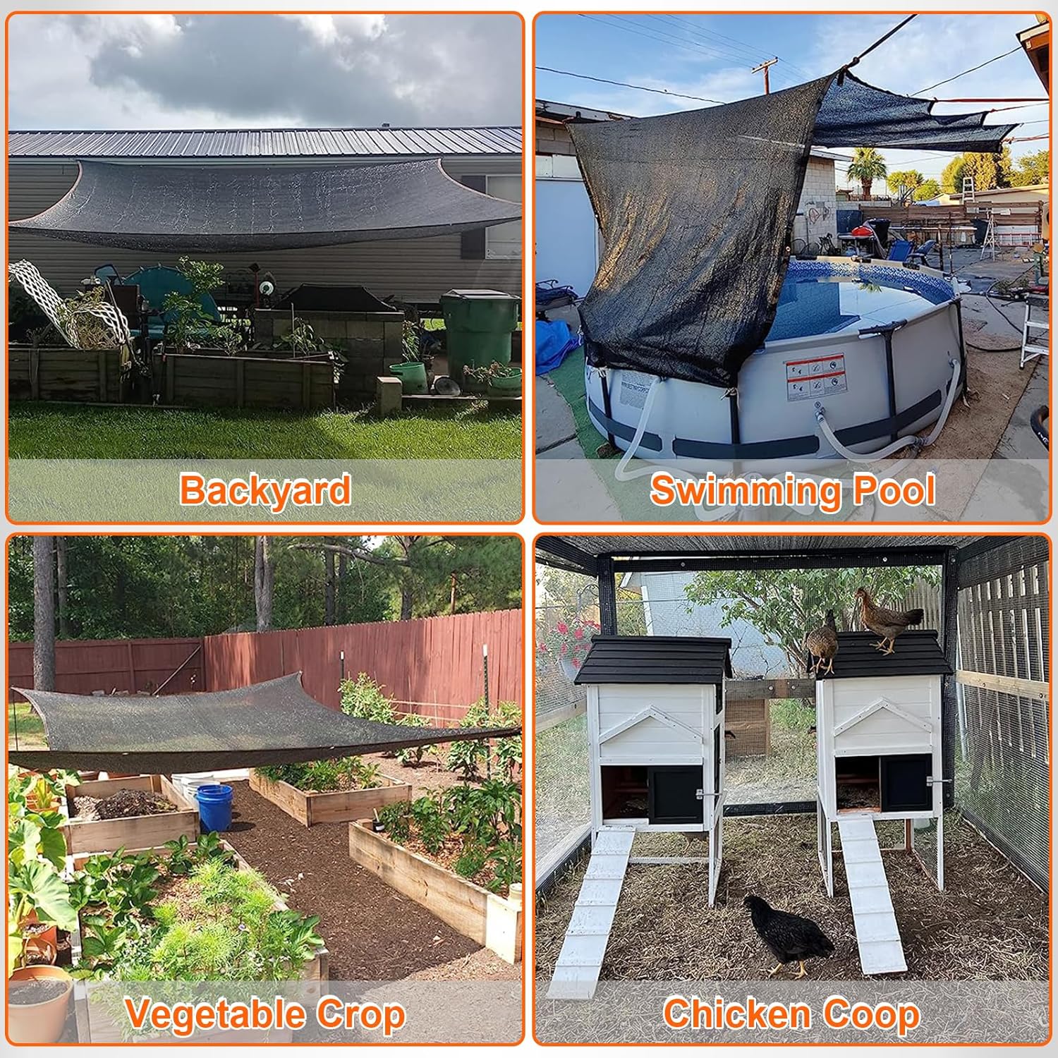 Tela de sombra para exteriores, 10 x 6 pies, para patio, jardín, planta con ojales, 90% protector solar, cubierta de malla para porche, invernadero,