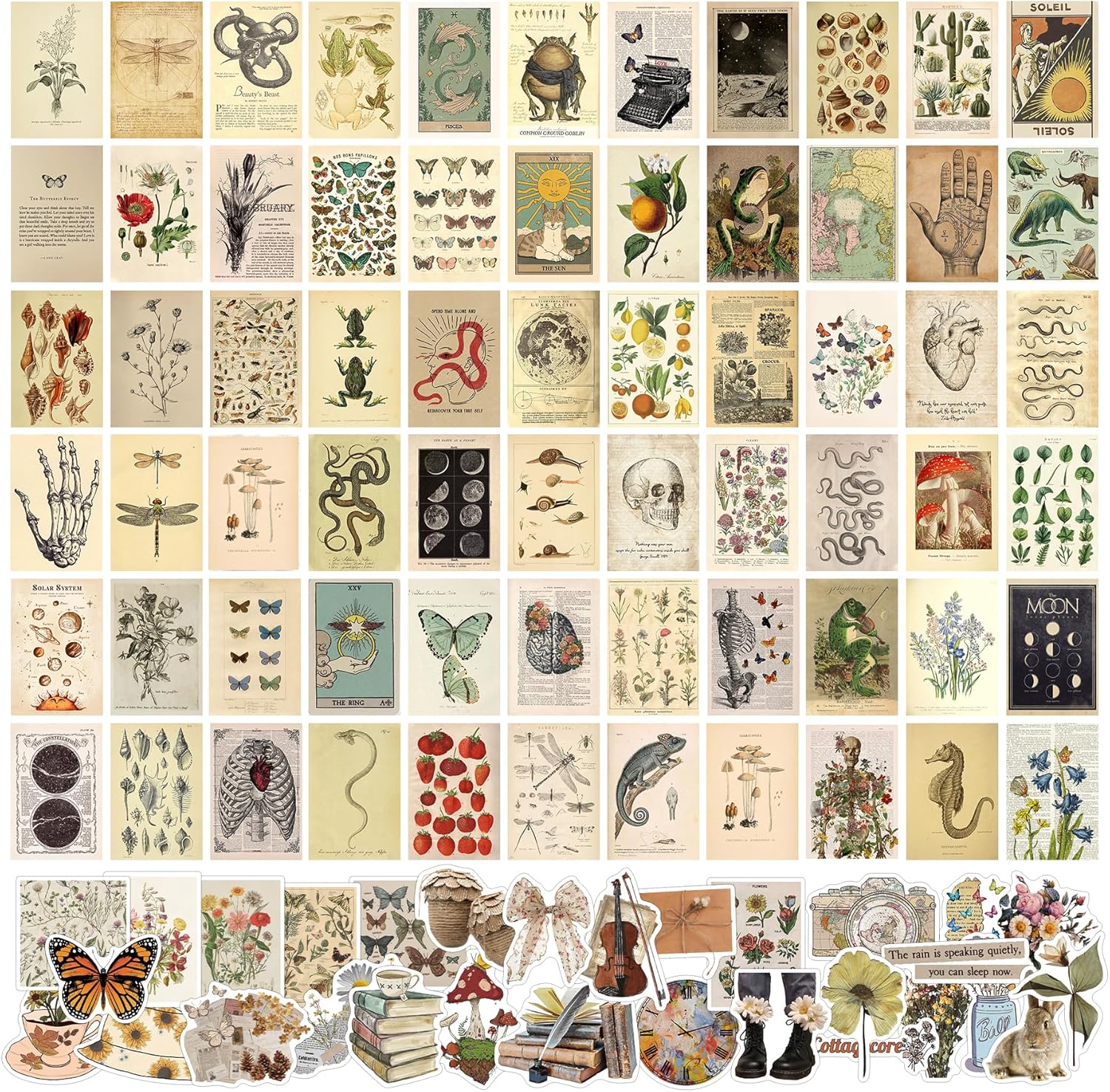 KOSKIMER Kit de collage de pared vintage de 100 piezas, cuadros estéticos, pósteres para habitación estética, decoración de habitación para