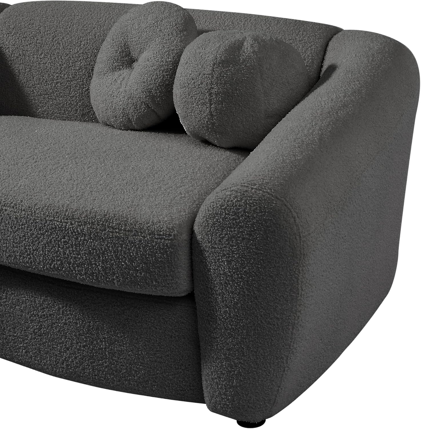 Merax Moderno sofá curvo, sofá tapizado trasero con 5 cojines decorativos, gris oscuro