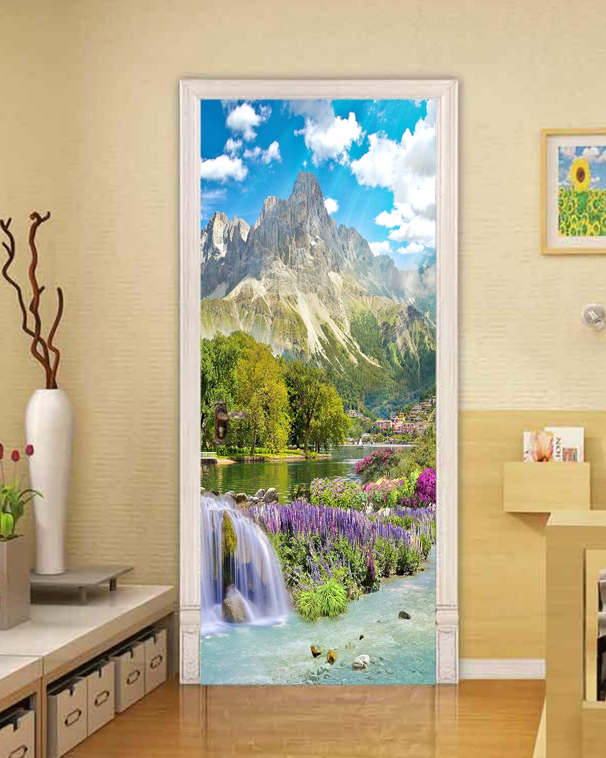 FLFK Adhesivo para puerta  Mural de puerta autoadhesivo extraíble para decoración del hogar, 30.3 pulgadas de ancho x 78.7 pulgadas de largo, juego