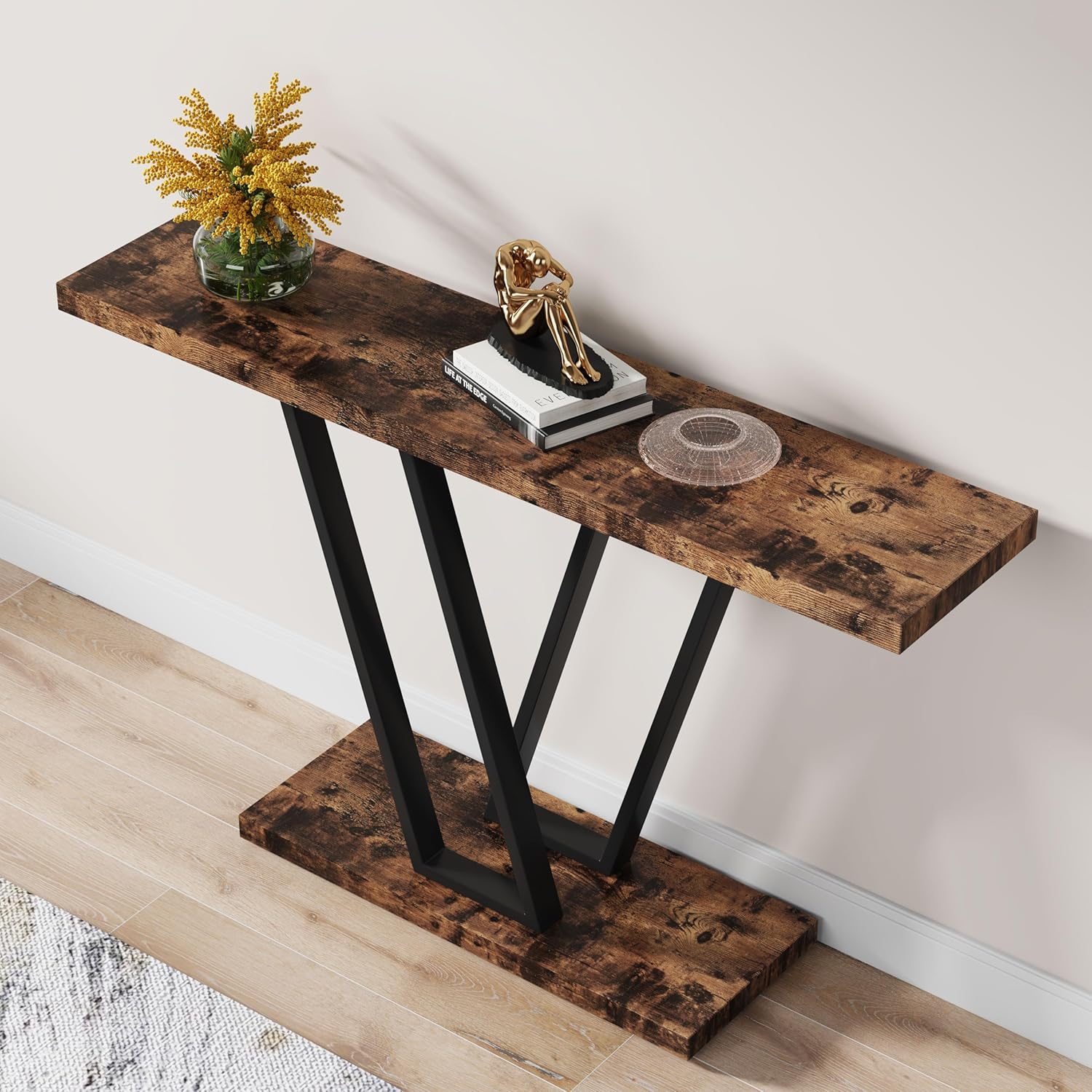 VANOMi Mesa consola de 43 pulgadas, mesa de pasillo industrial para entrada, mesas de entrada para puerta delantera, mesa de sofá estrecha para sala