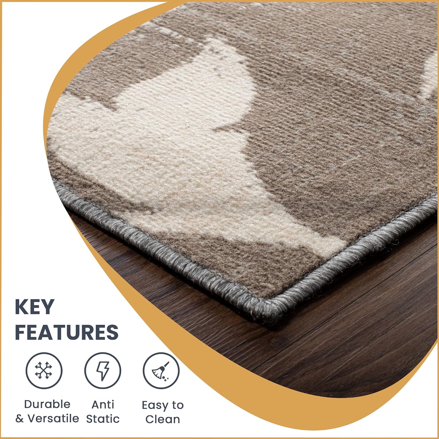SUPERIOR Alfombra de interior con respaldo de yute, perfecta para pasillo, entrada, oficina, sala de estarcomedor, dormitorio, cocina, piso,