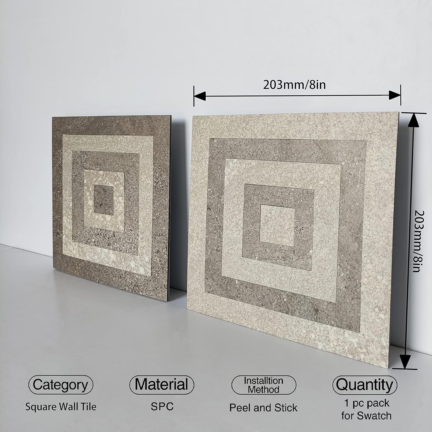 COLAMO Protector contra salpicaduras de lujo para despegar y pegar, azulejos cuadrados grandes de piedra sintética, para pegar en la pared, mosaico