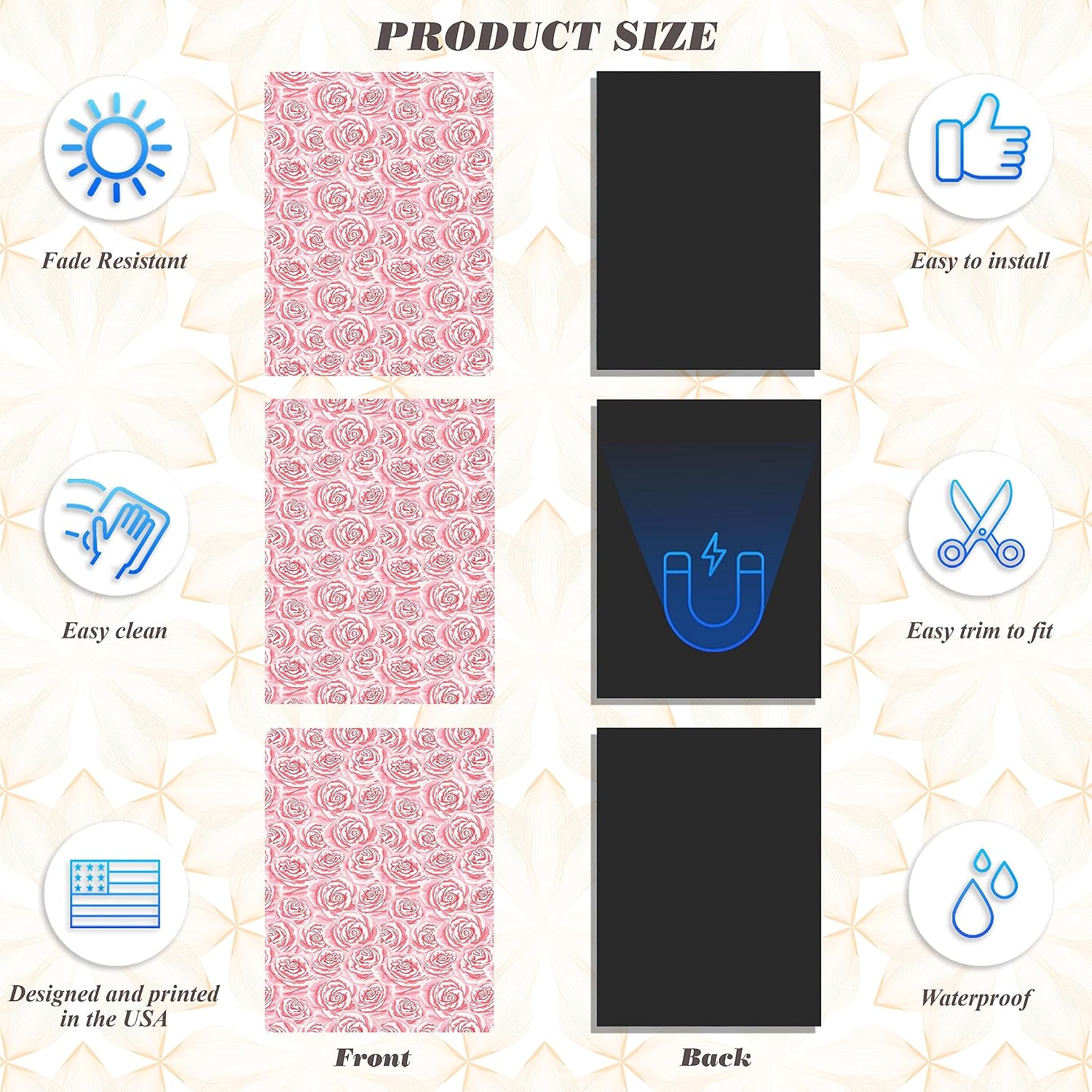 Papel tapiz magnético para casillero (hoja completa magnética), vinilo decorativo para quitar y reutilizar, fabricado en Estados Unidos, resistente