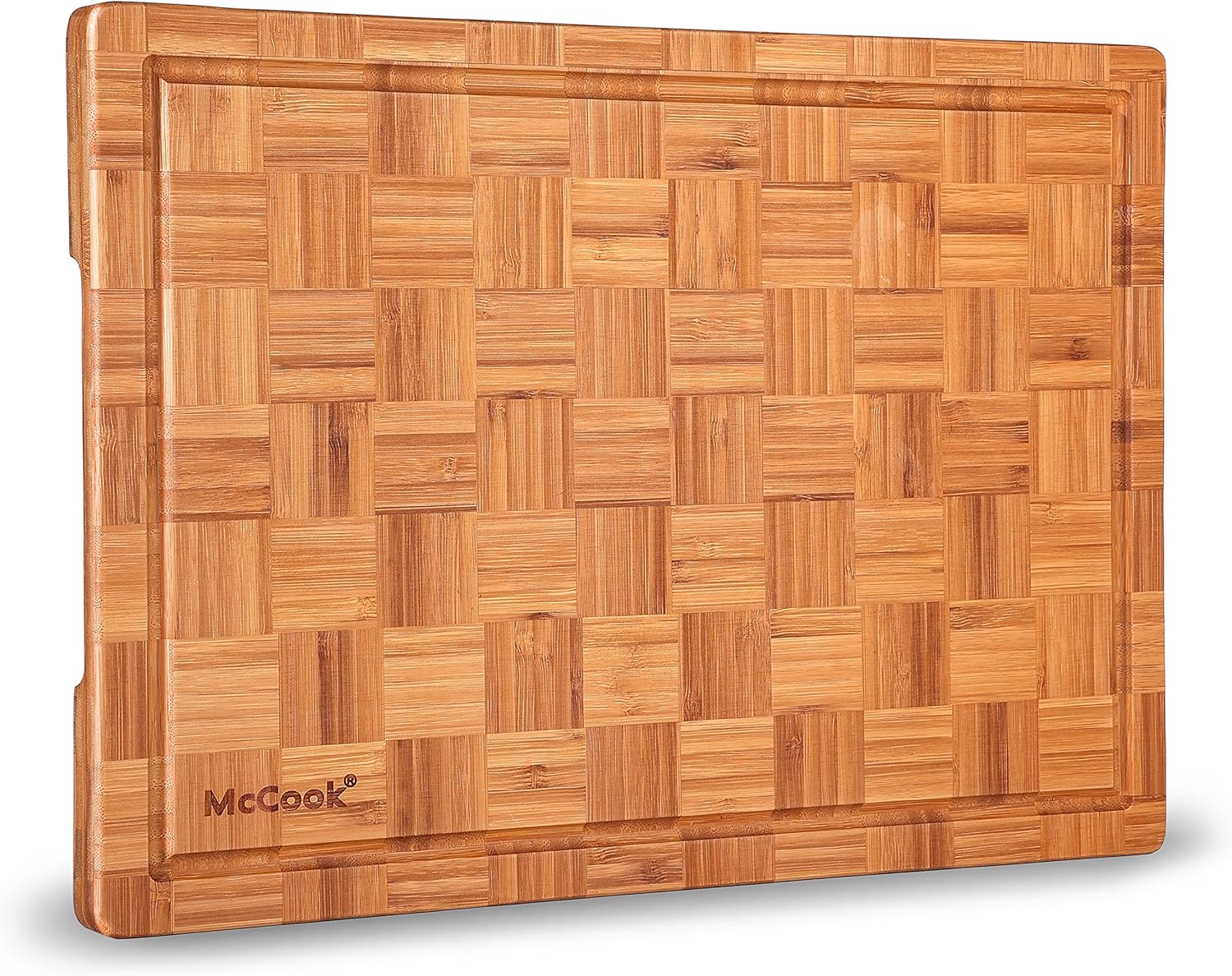Tabla de cortar, McCook MCW12 Tabla de cortar de bambú, tabla de cortar de madera para carne, queso y verduras con ranura para jugo, tabla de cortar