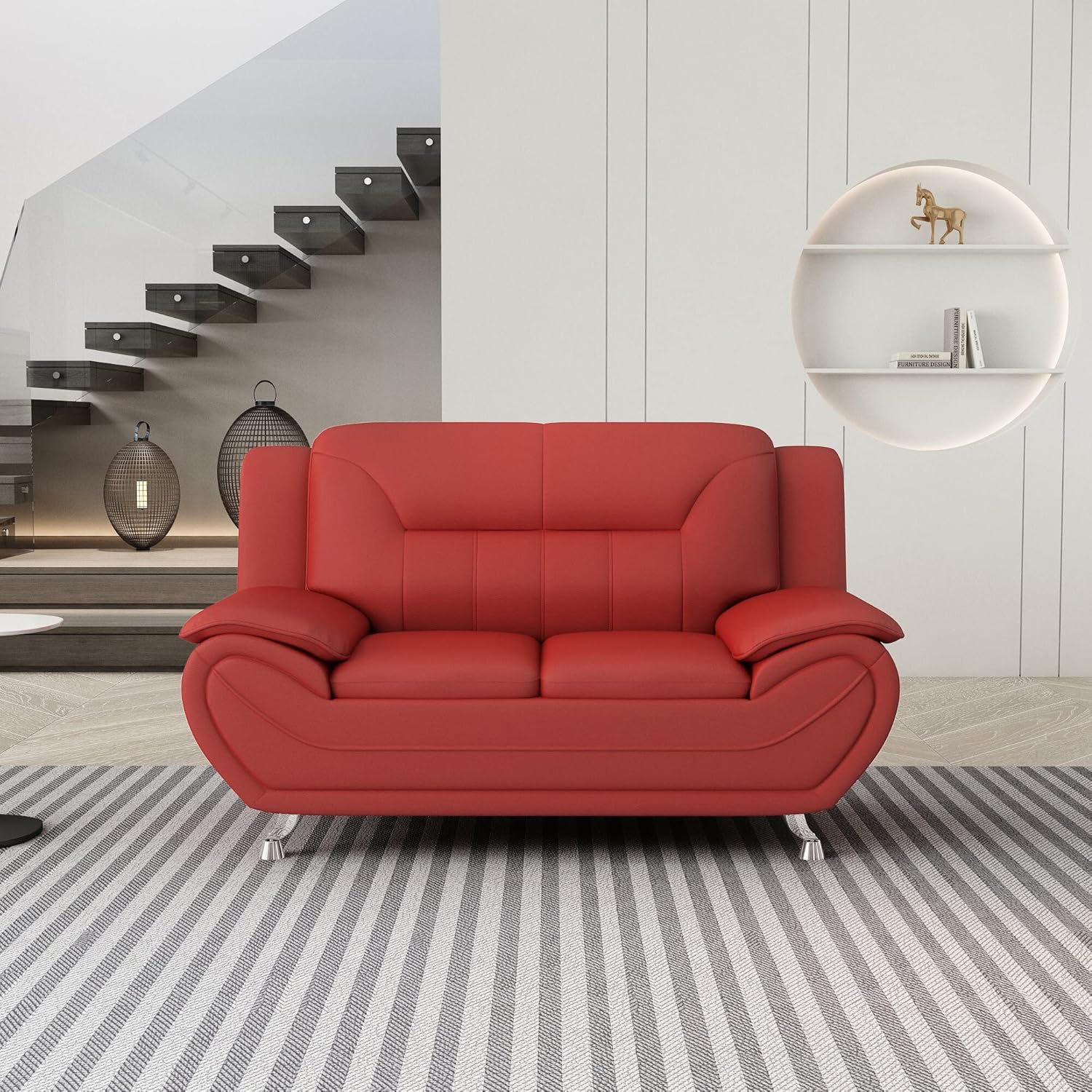 US Pride Furniture Michael Collection – Sofá de piel sintética de estilo moderno, versátil pieza decorativa de 2 plazas para sala de estar,