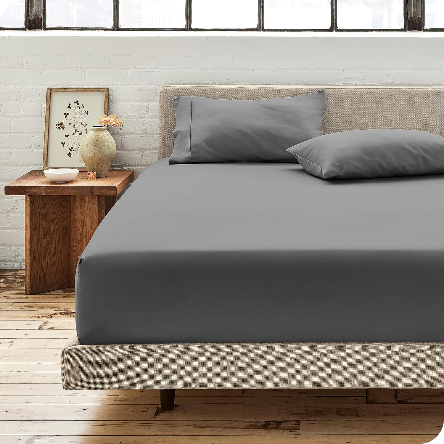 Bare Home Sábana bajera ajustable de 100 % algodón orgánico, tejido de percal vigorizante, ligera y transpirable, sábana bajera de bolsillo profundo