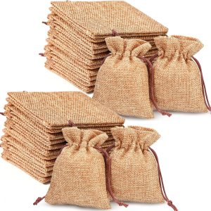 Nuenen 120 bolsas de regalo de arpillera con cordón de 3 x 4 pulgadas, bolsas de arpillera de lino de yute, bolsas de joyería, bolsa de regalo, Nuenen 120 bolsas de regalo de arpillera con cordón de 3 x 4 pulgadas, bolsas de arpillera de lino de yute, bolsas de joyería, bolsa de regalo,