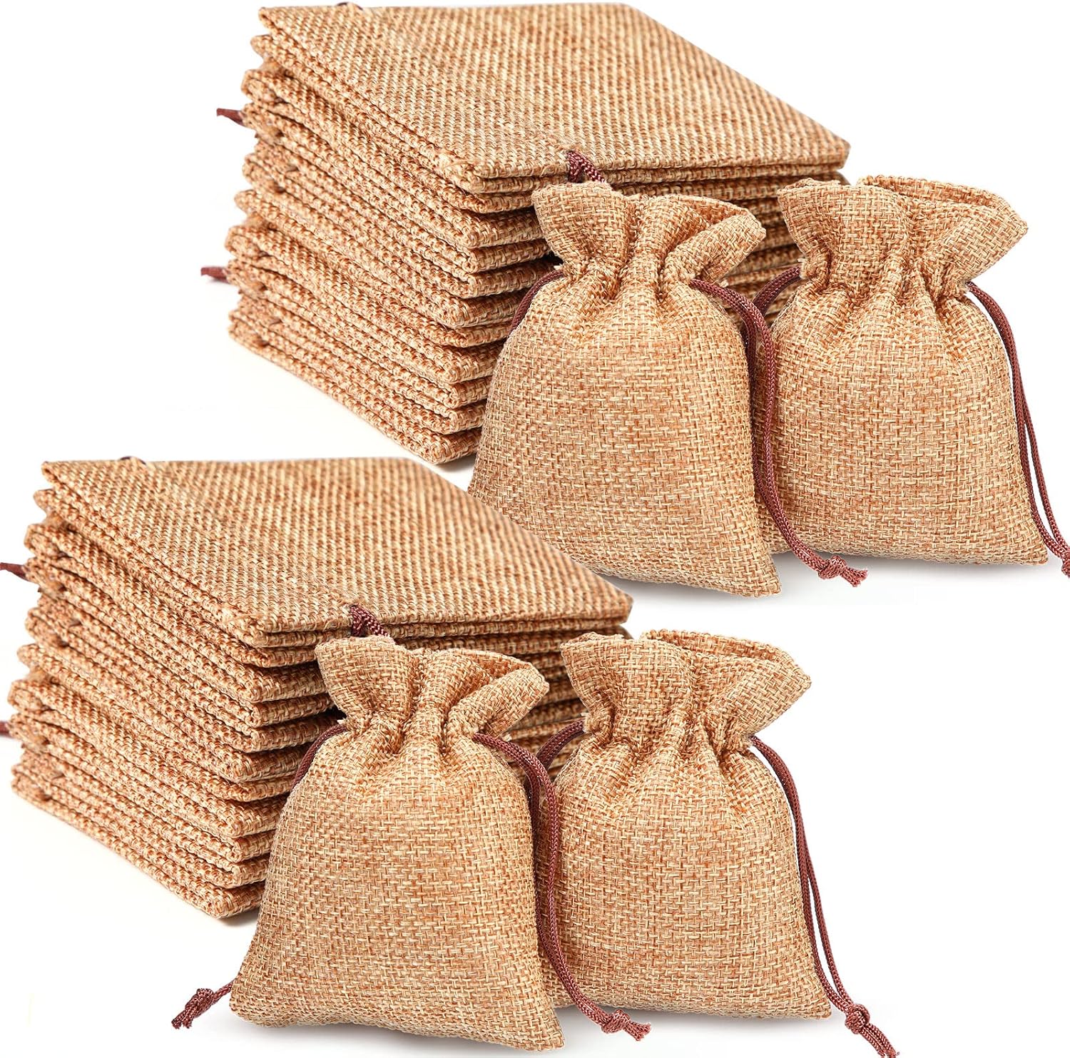 Nuenen 120 bolsas de regalo de arpillera con cordón de 3 x 4 pulgadas, bolsas de arpillera de lino de yute, bolsas de joyería, bolsa de regalo,