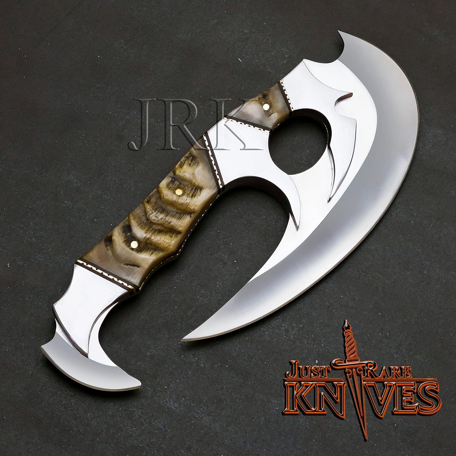 Zymise TANGDIAABBCC JUSTRAREKNIVES USA Edición especial 8.75 Herramienta D2 hecha a mano de doble hoja personalizada D2 cuchillo vikingo de acero,
