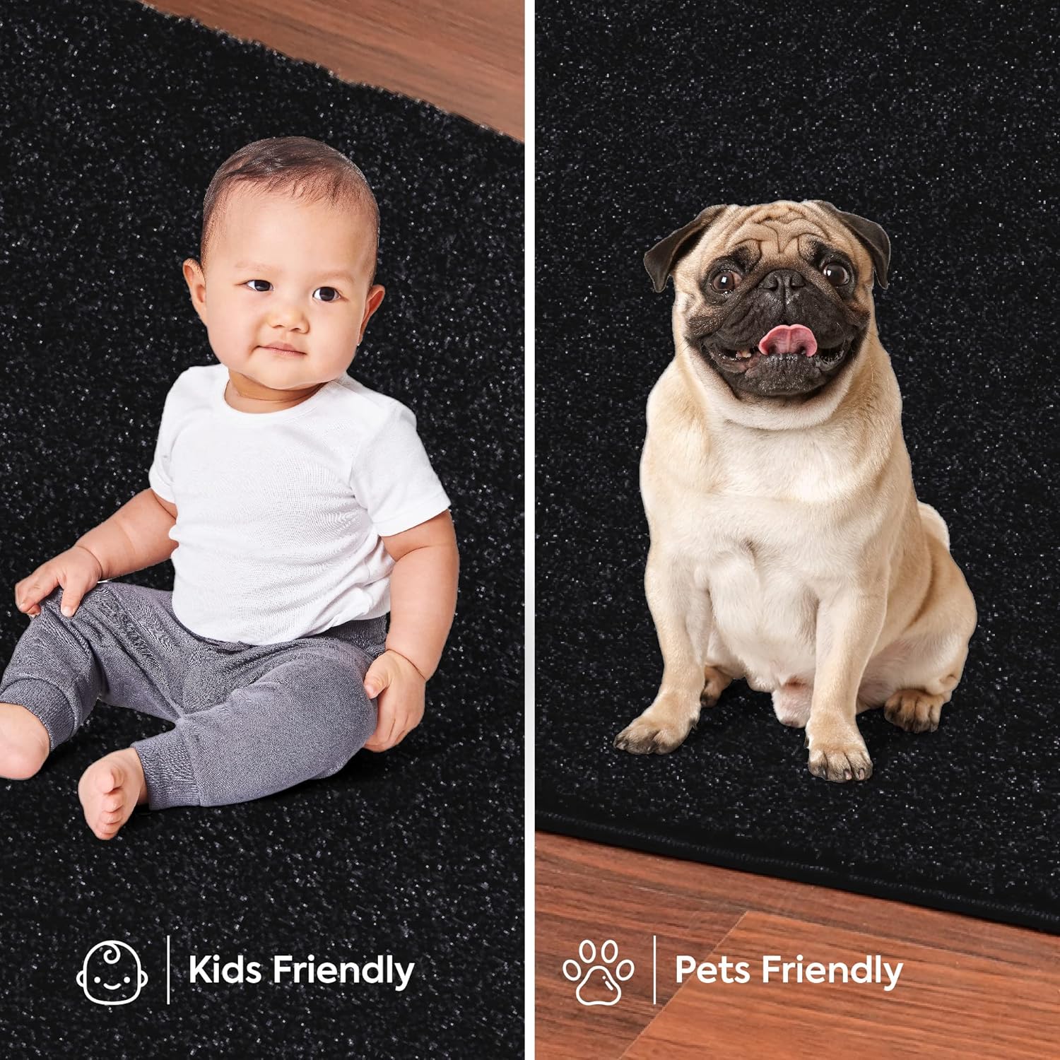 Alfombrilla de color liso, de felpa, moderna, alfombra adecuada para los niños y mascotas Fabricada en EE.UU., forma rectangular, alfombrilla ideal