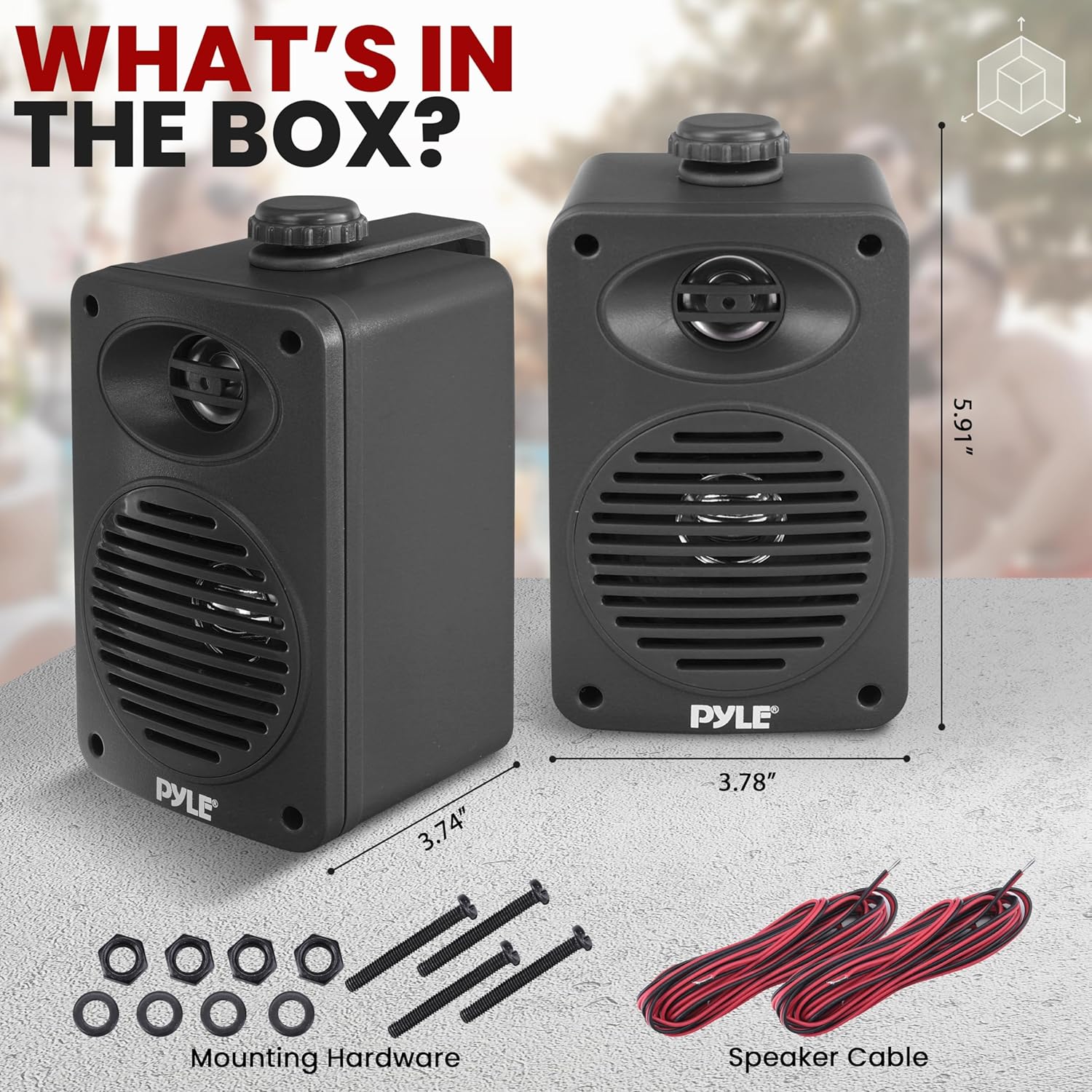 Pyle Par de altavoces para interiores y exteriores  Sistema de altavoces de rango completo de 2 vías de 200 vatios a prueba de agua dual de 3.5