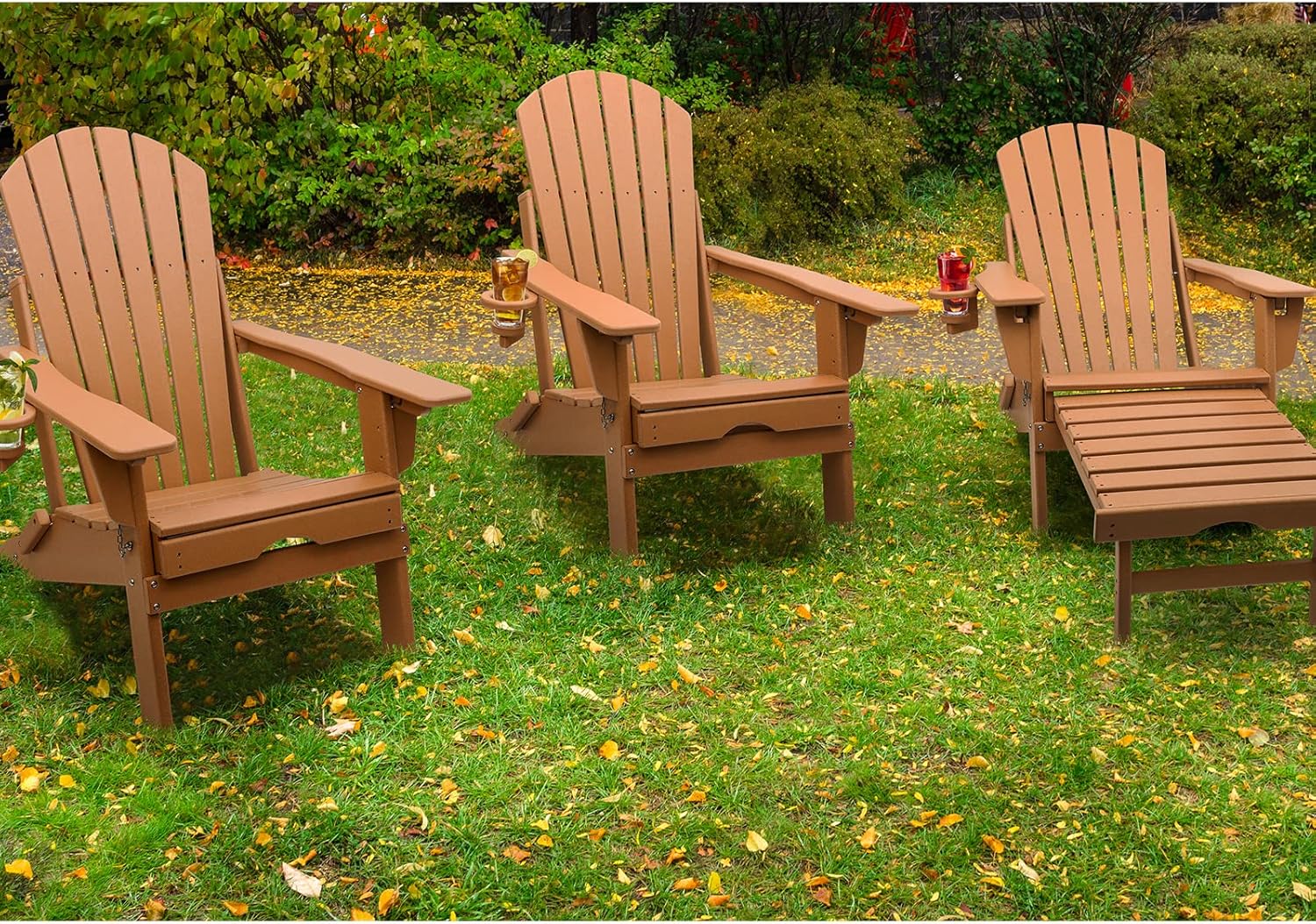 FUNBERRY Silla Adirondack con respaldo ajustable, sillas Adirondack plegables,Sillas Adirondack de plástico con otomana,Silla Adirondack resistente