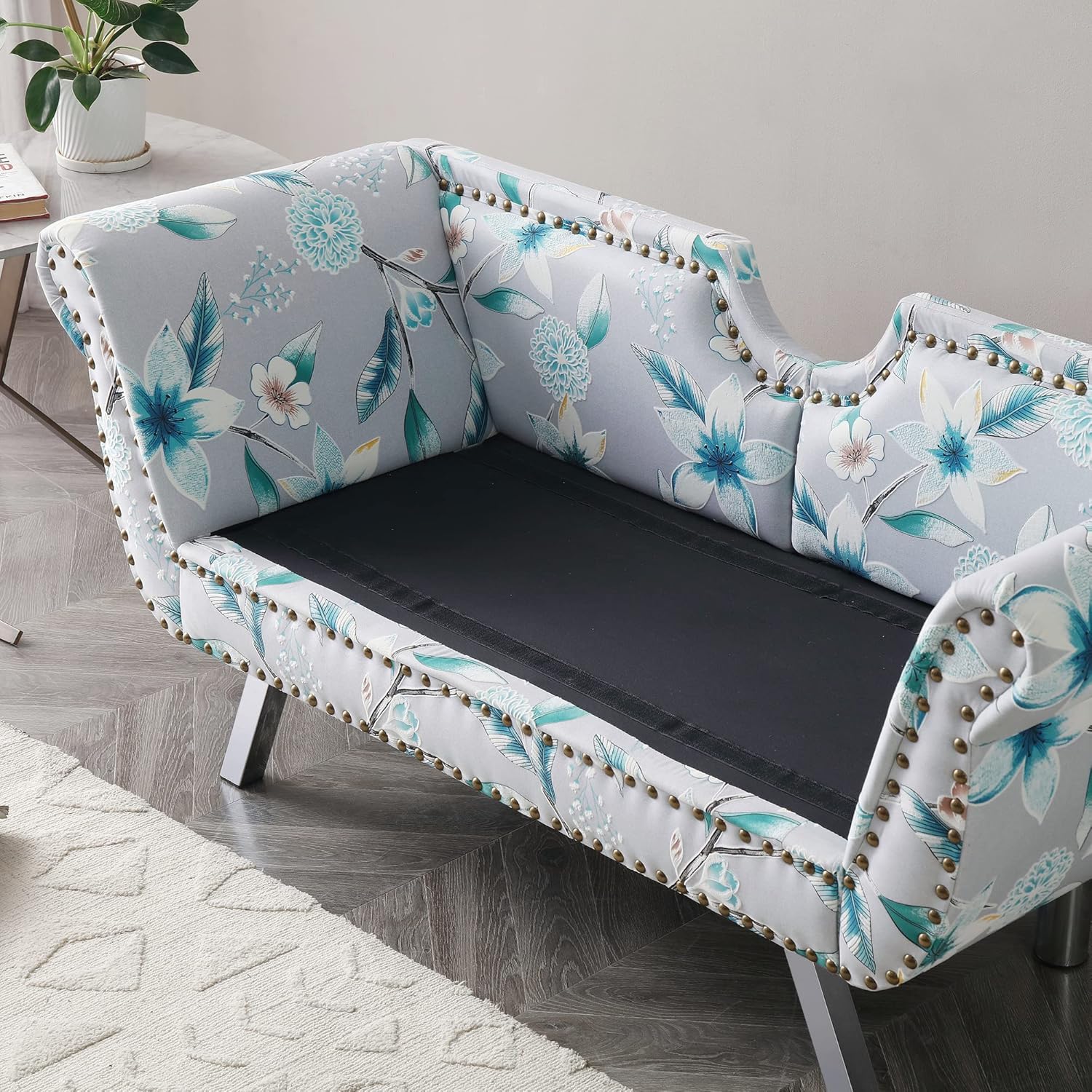 Holaki Sofá biplaza de terciopelo de 61 pulgadas, sofá Chesterfield tapizado con 2 almohadas redondas, sofá biplaza moderno de mediados de siglo con