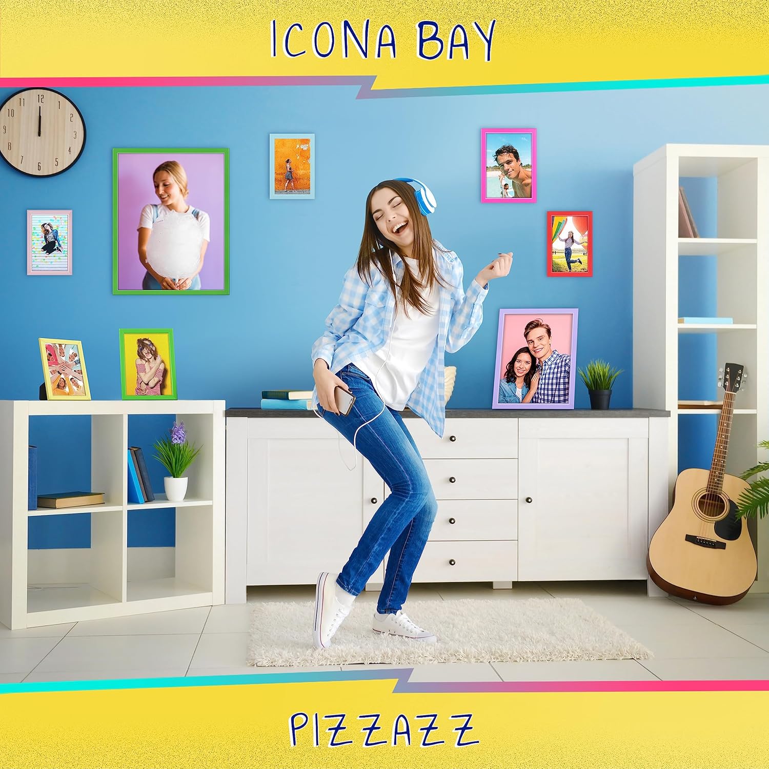 Icona Bay Pizzazz Collection – Marco de fotos de 11 x 14 pulgadas, color verde, de madera maciza estilo escandinavo