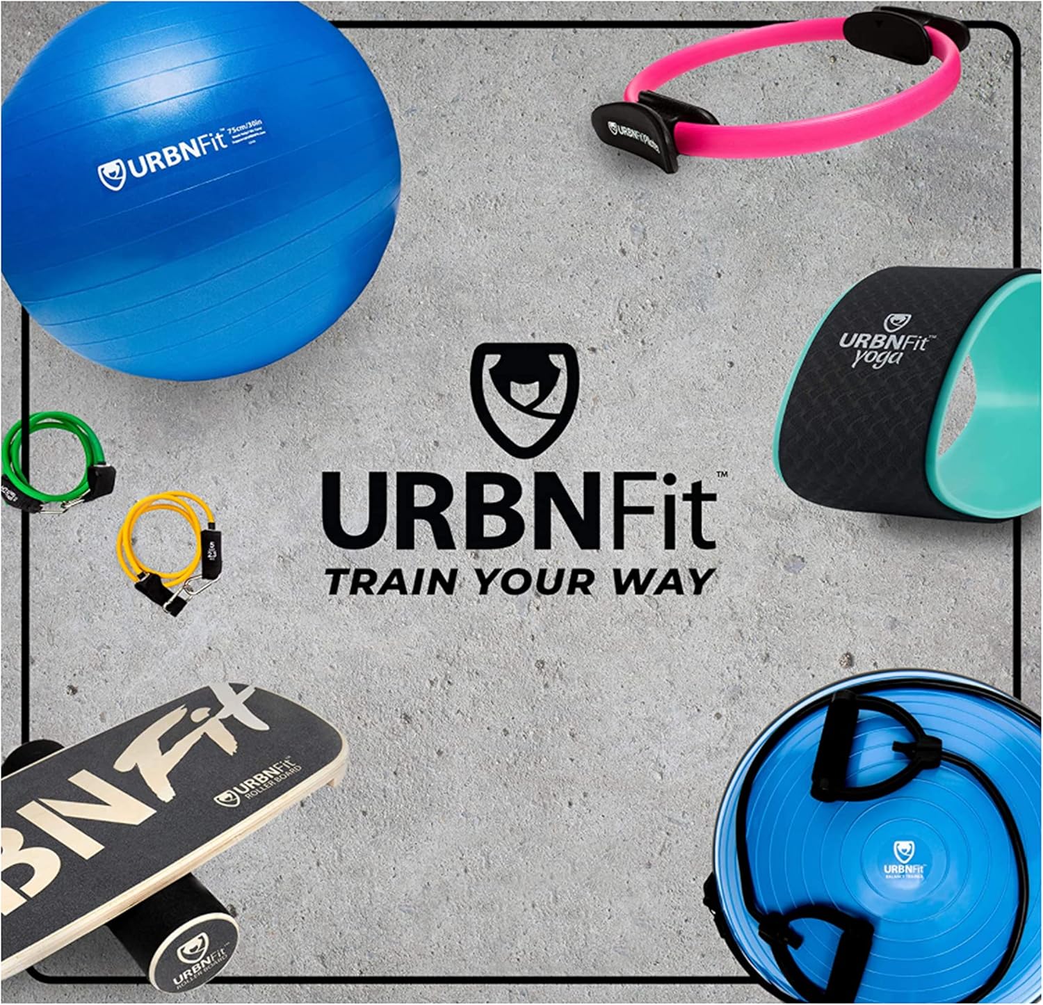 URBNFit – Pelota de ejercicio, entrenamiento y yoga en varios tamaños, pelota para embarazo y estabilidad, antiestallido, incluye bomba de inflado