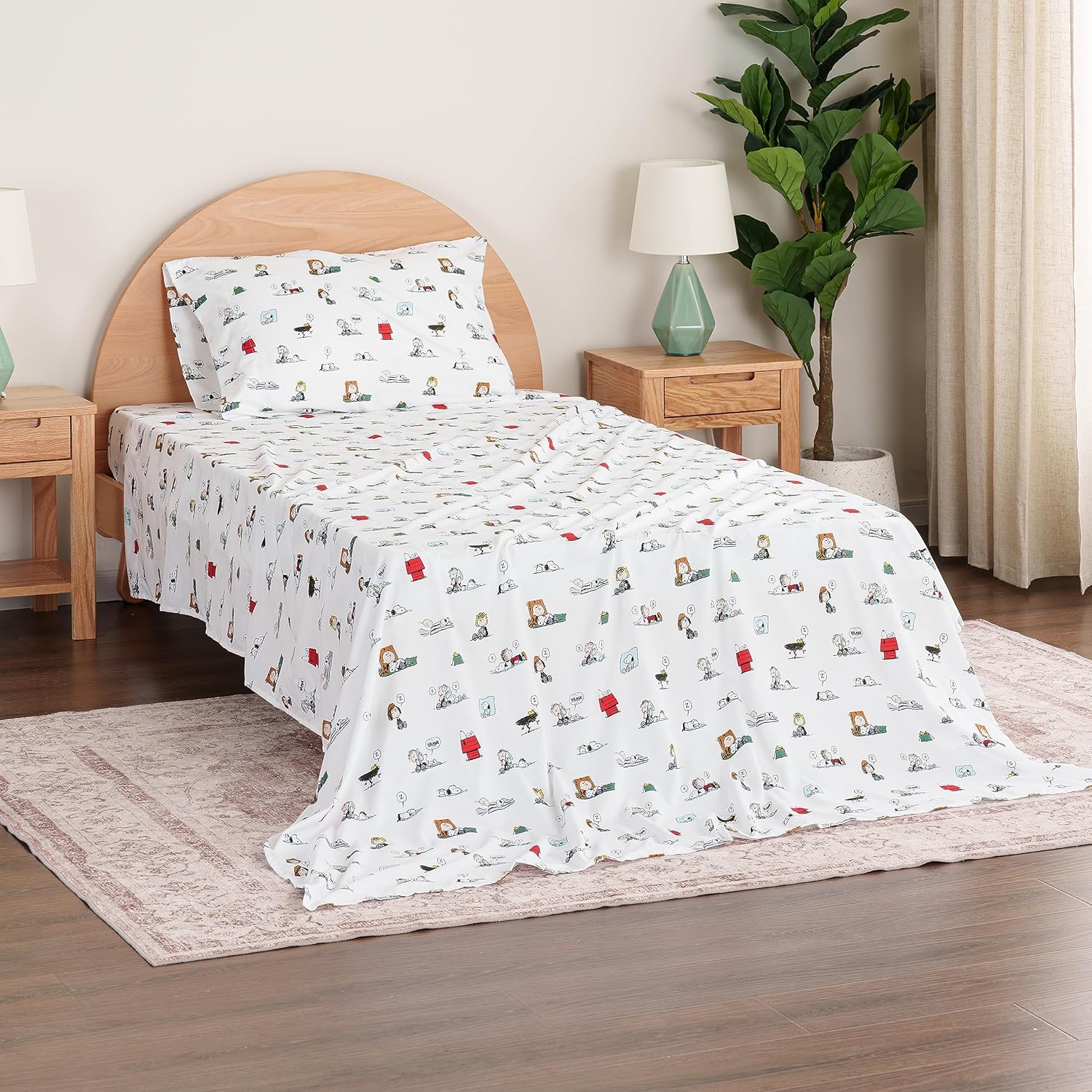 Berkshire Blanket Peanuts – Juego de sábanas para niños, tamaño individual, 3 piezas, color blanco de Peanuts para dormir, sábanas de microfibra