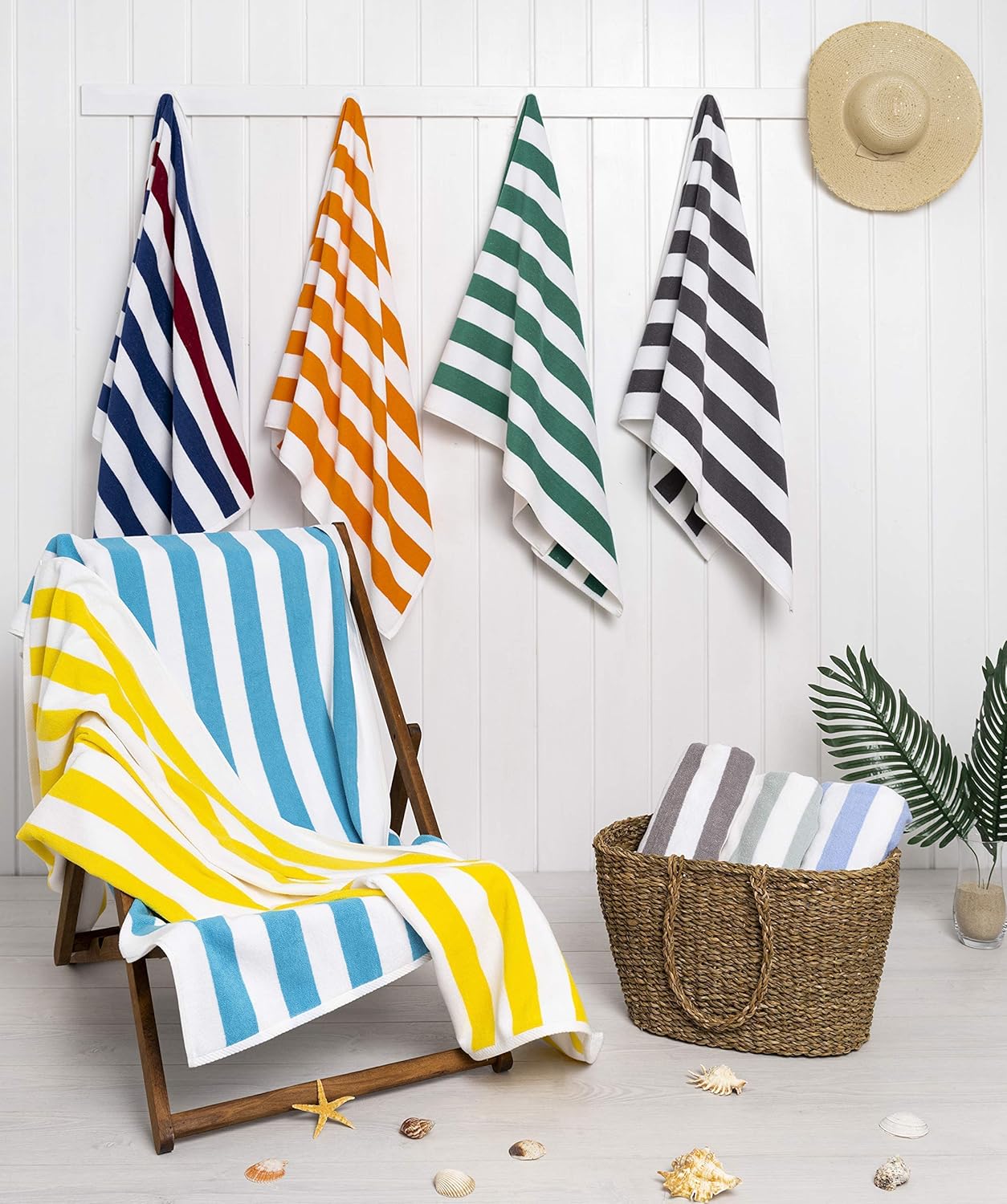 American Soft Linen – Juego de toallas de baño, toalla de baño rayada, 30 x 60 pulgadas, 100% algodón