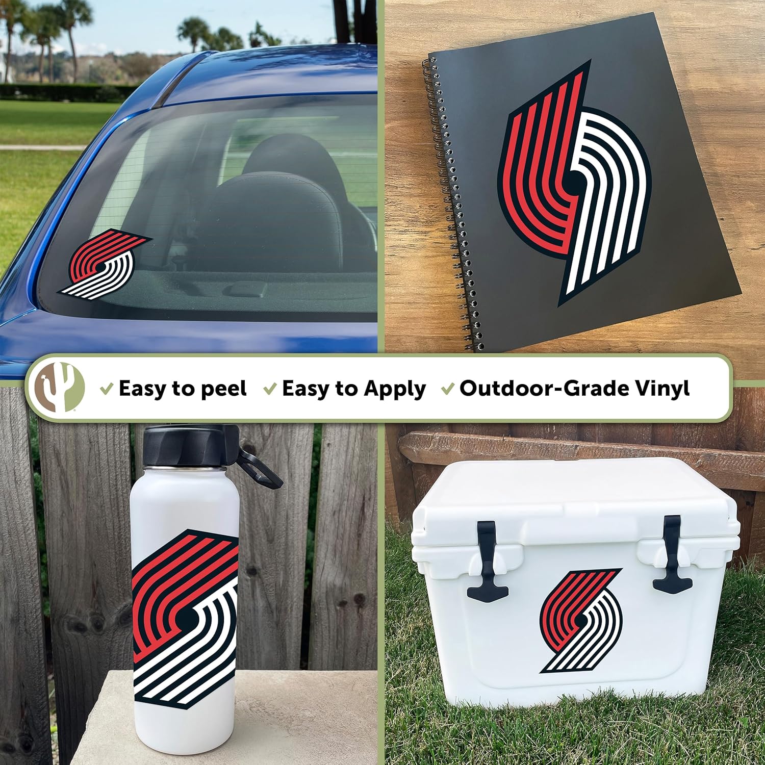 Desert Cactus Portland Trailblazers NBA – Calcomanía de vinilo con licencia oficial de la NBA, botella de agua para laptop, álbum de recortes de