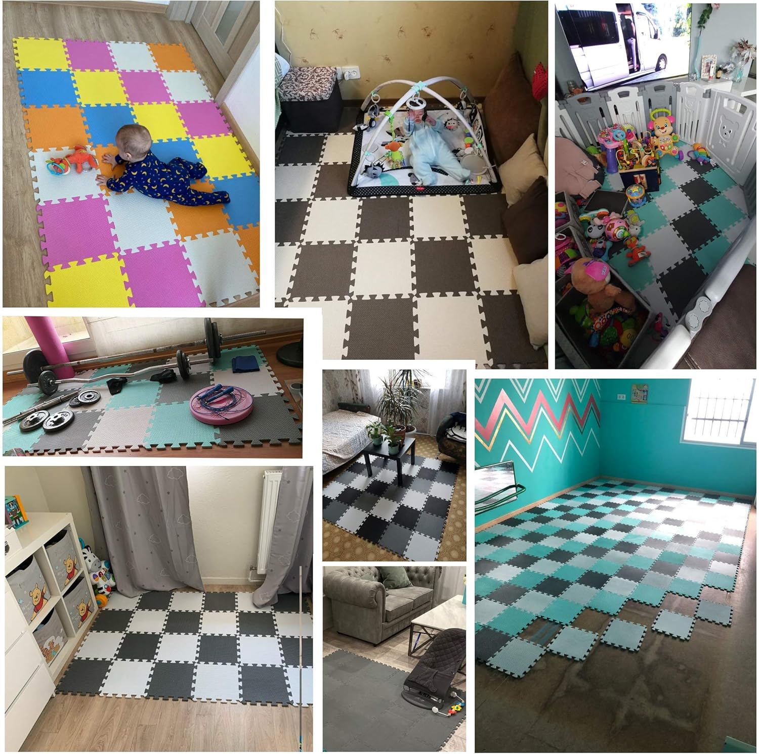 YIMINYUER – Tapete de juegos de gruesa espuma EVA de piezas interconectables, para niños o yoga o ejercicios, tipo rompecabezas, naranja, marrón,