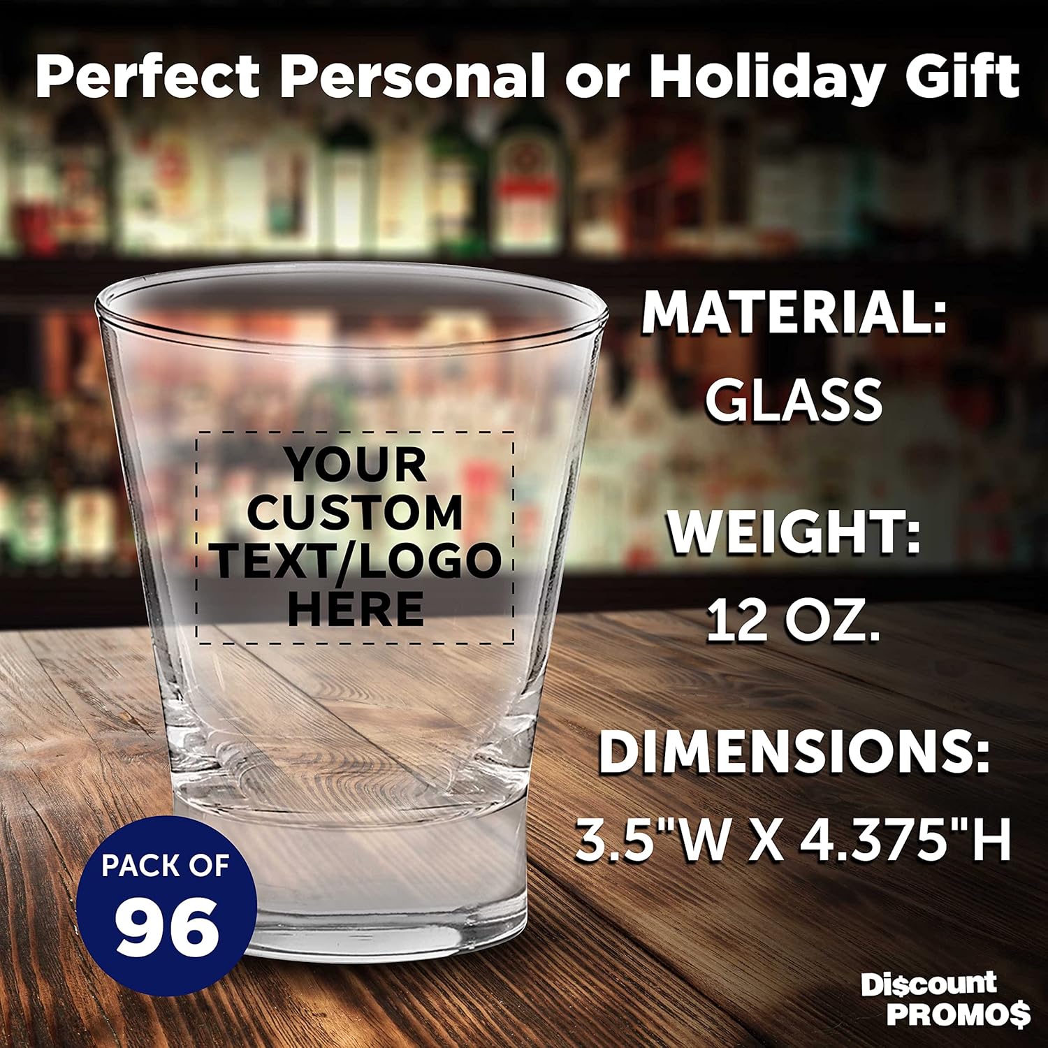 Vasos de whisky con logotipo personalizado, 12 onzas, juego de 96, paquete personalizado a granel, perfecto para whisky, bourbon, cóctel,