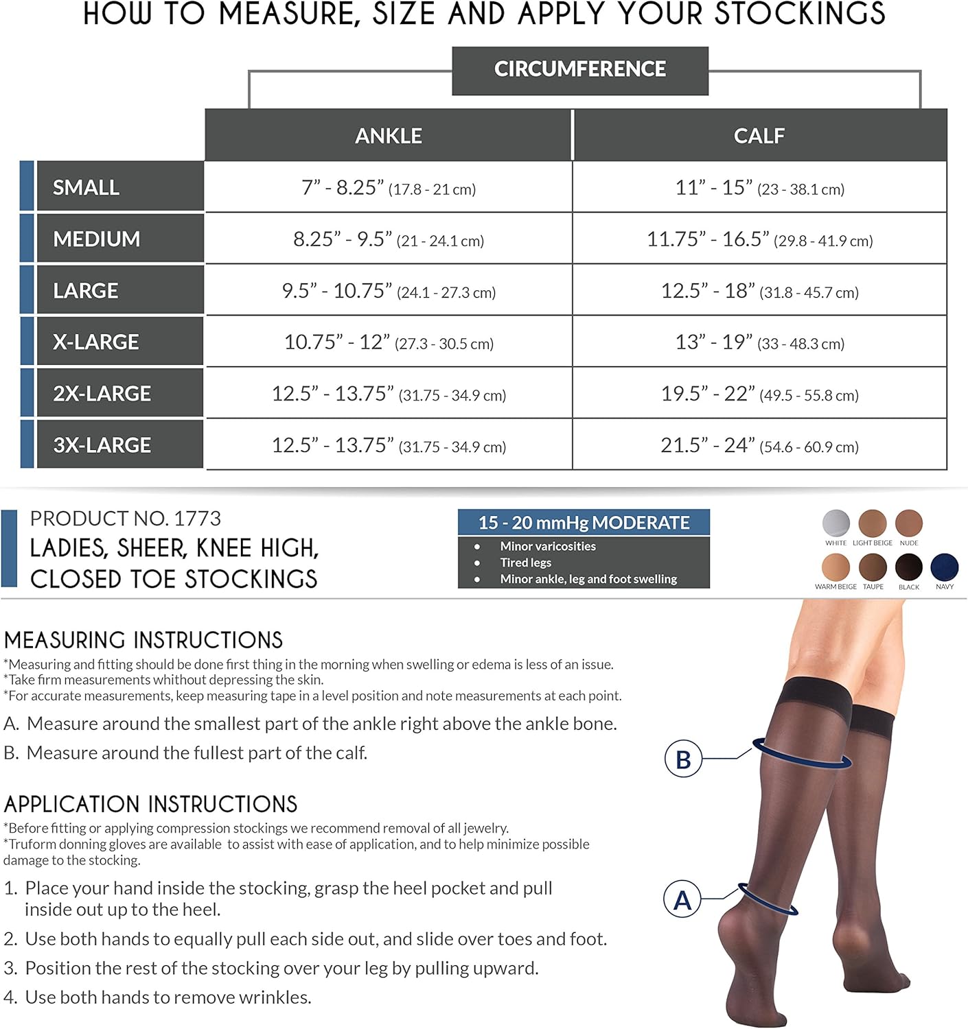 Truform – Medias de compresión traslúcidas para mujer, hasta la rodillas, 15-20 mmHg, 20 denier, color piel, talla S