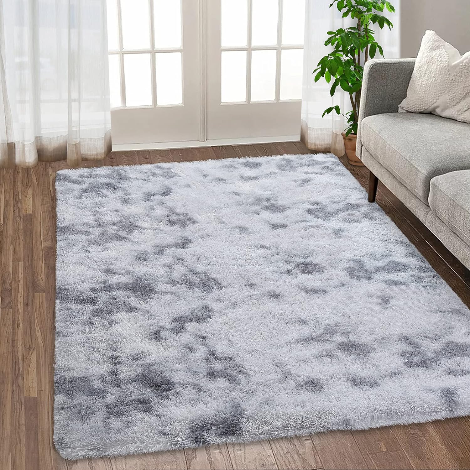 GAOMON Alfombras esponjosas para sala de estar, mullidas, suaves y gruesas, alfombra de pelo sintético abstracto, alfombra antideslizante para