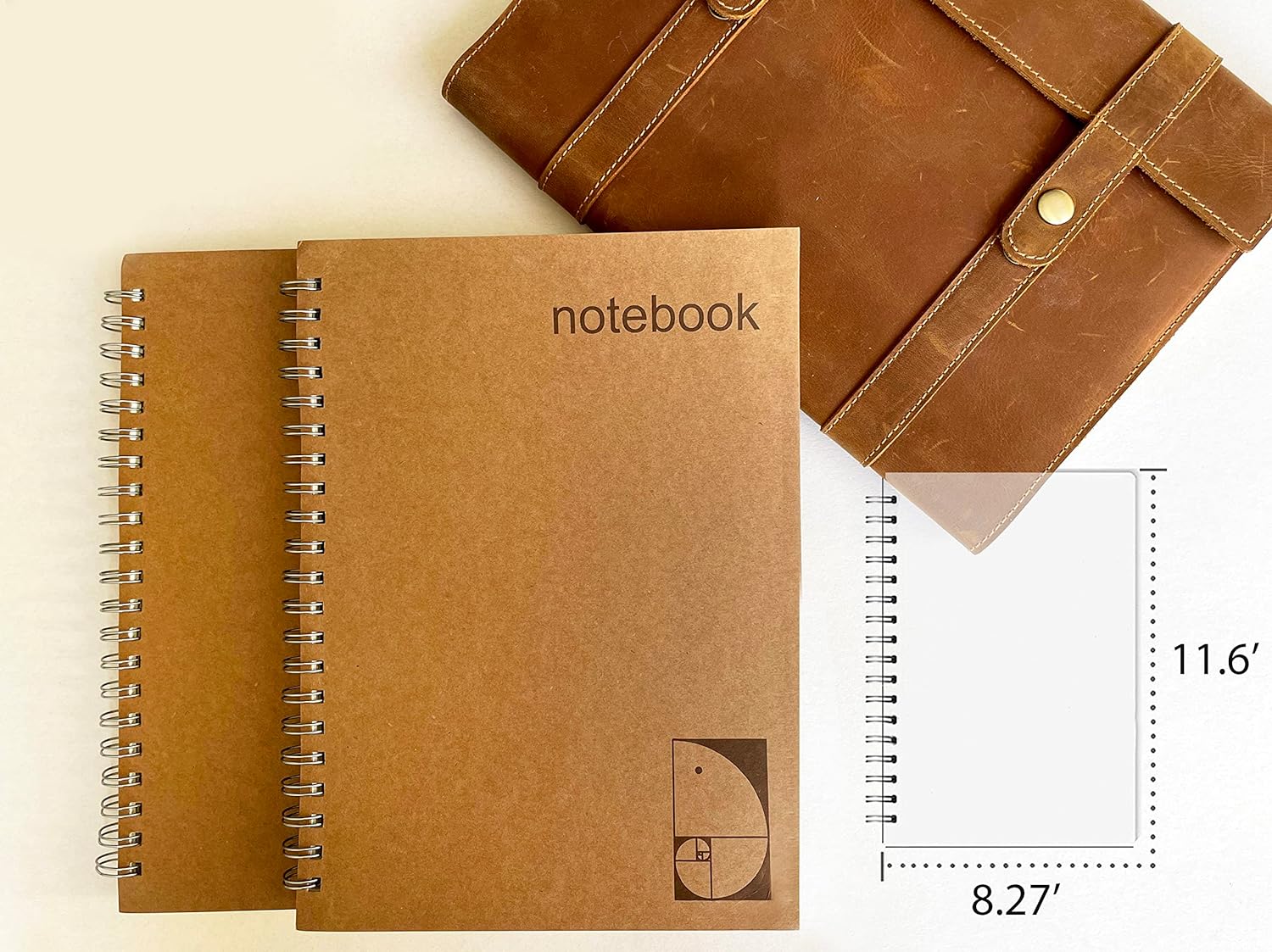 le vent Paquete de 2 cuadernos grandes de espiral de 8.5 x 11 pulgadas con papel grueso de 3.53 ozm, cuadrados, cuadrados, cuadrados, cuadrados,