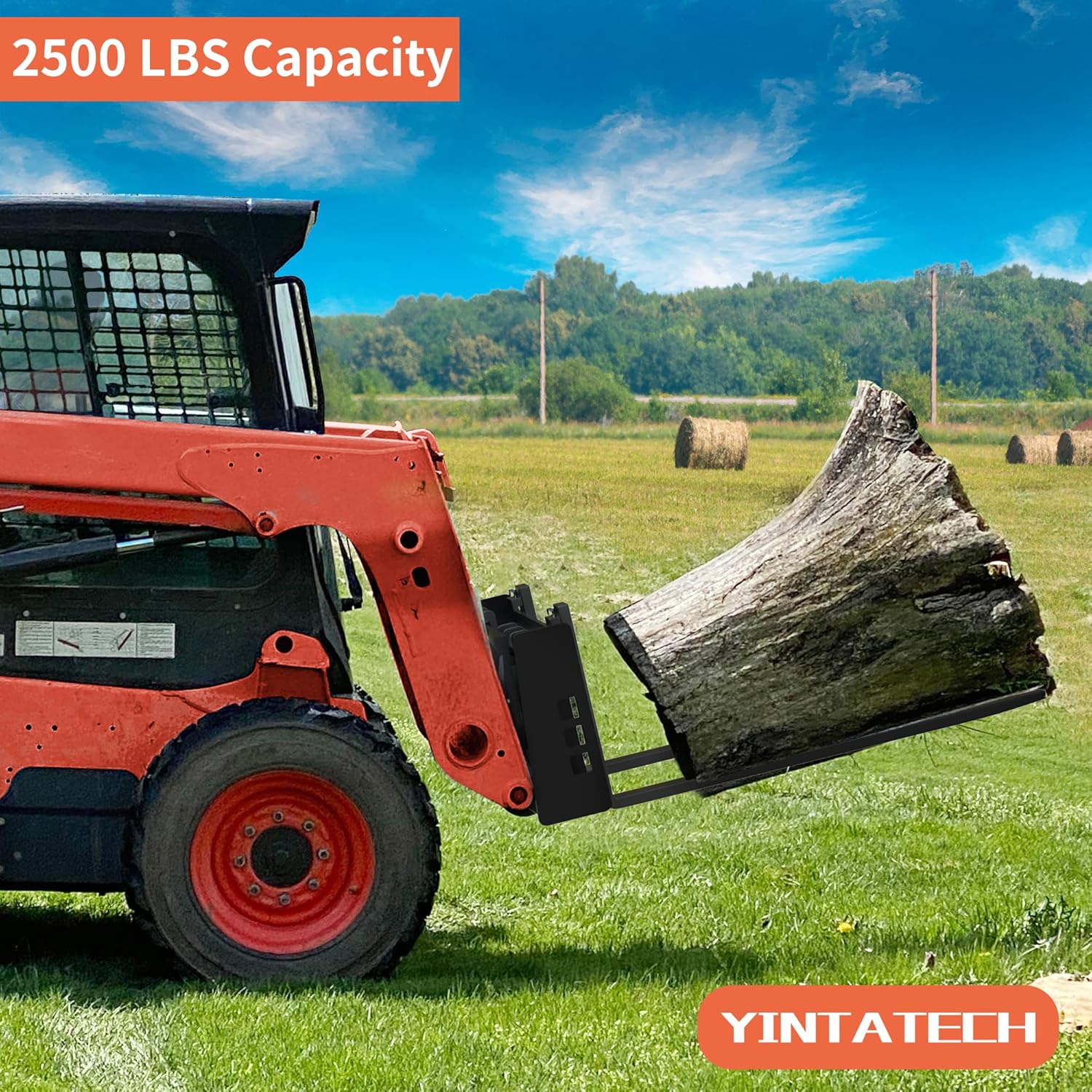 YINTATECH 2500lbs Skid Steer Pallet Fork 42″ Frame Pallet Forks for Kubota Bobcat Skid Steer Loaders Tractors