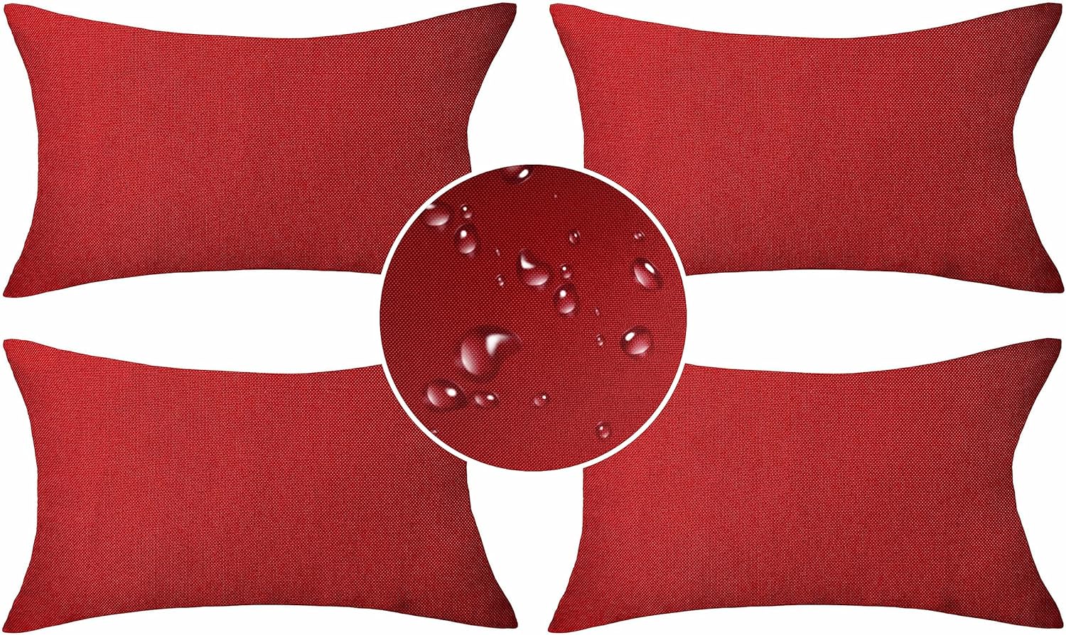 Demetex Fundas de almohada decorativas impermeables de 12 x 20 pulgadas, para exteriores, fundas de almohada de lino para jardín, césped y sala de