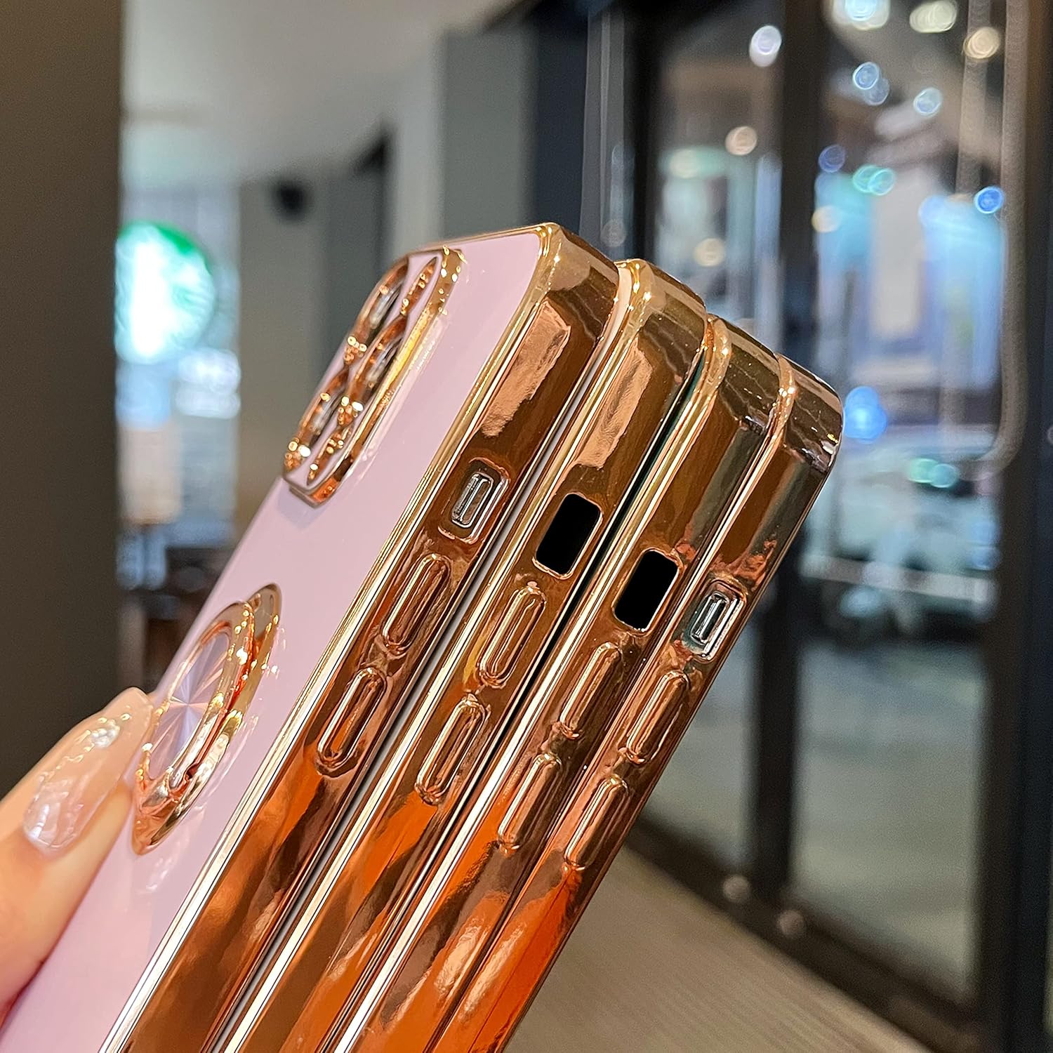 ZTOFERA Funda compatible con iPhone 14 Pro, fundas galvanizadas antiarañazos con soporte de anillo de 360, TPU suave y flexible a prueba de golpes,