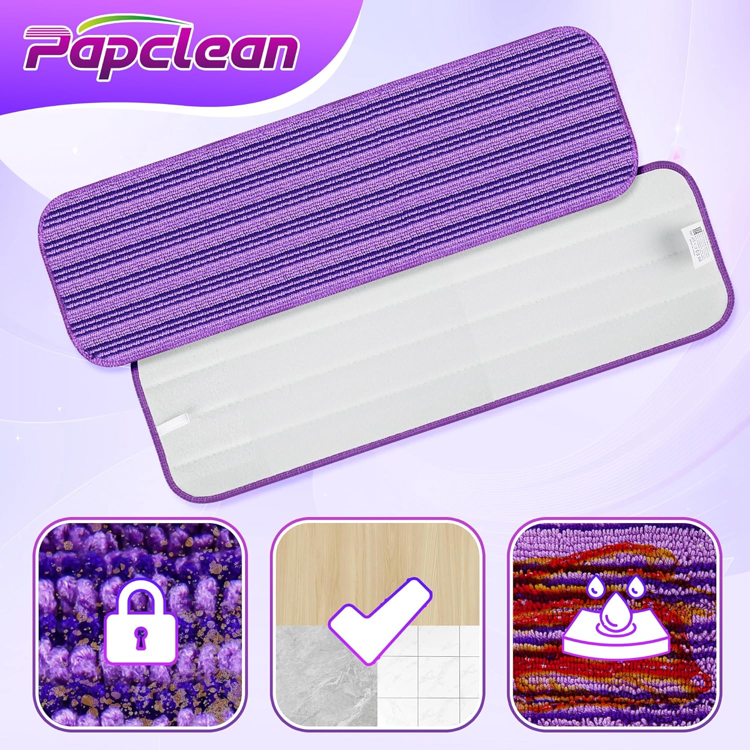 Almohadillas reutilizables para trapeador compatibles con Swiffer Powermop (paquete de 4), repuestos de almohadillas de microfibra Papclean para