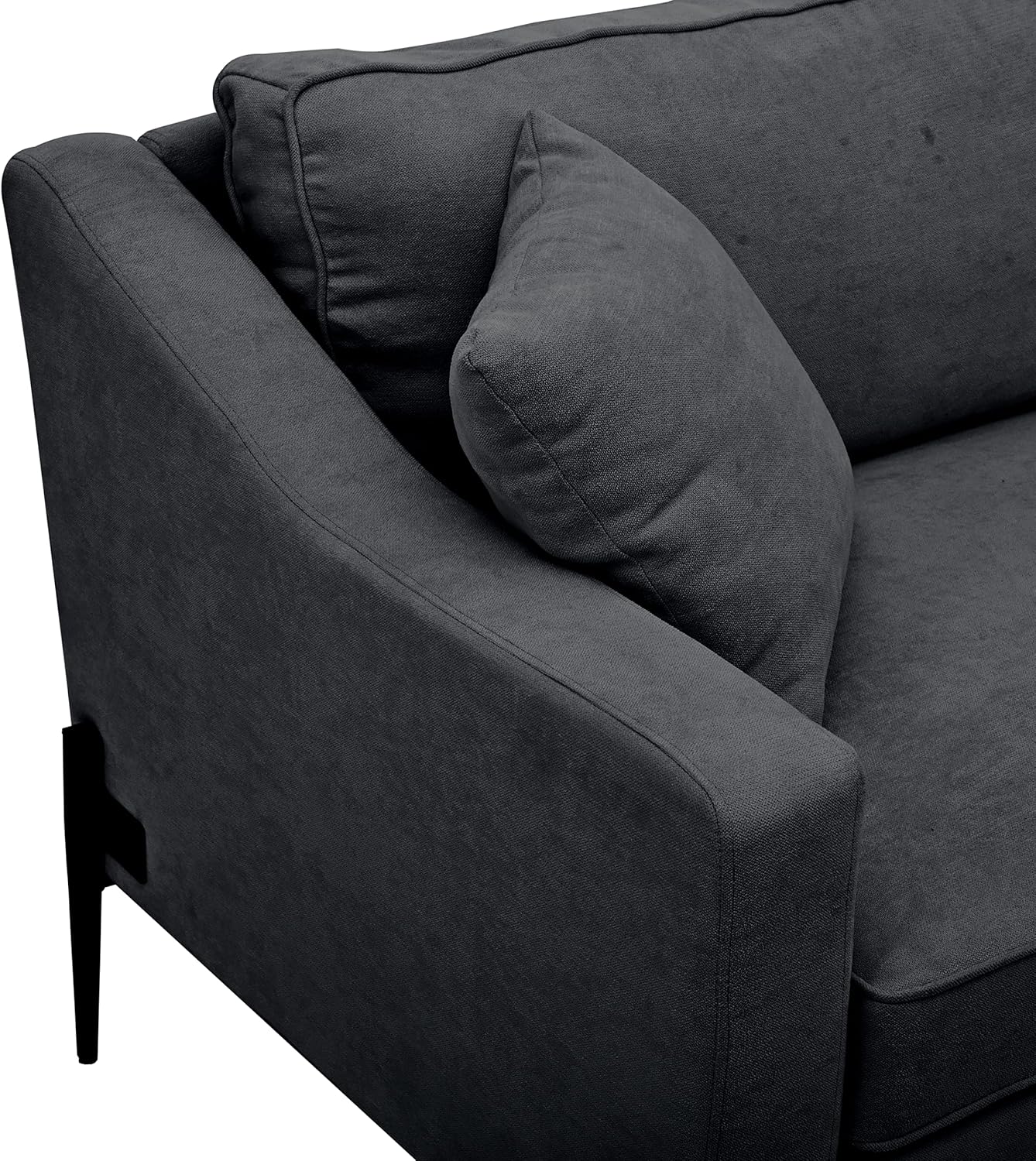 Merax Sofá de dos plazas tapizado moderno con patas de metal, duradero con 2 almohadas, capacidad de asiento para 2-3 personas, 2 plazas, gris