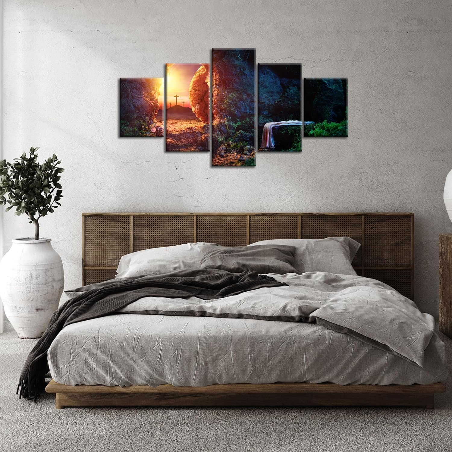 Decoración de Jesús para pared, diseño de resurrección de Jesús Chris, cuadro de tumba vacía, lienzo impreso con pintura cristiana, póster enmarcado