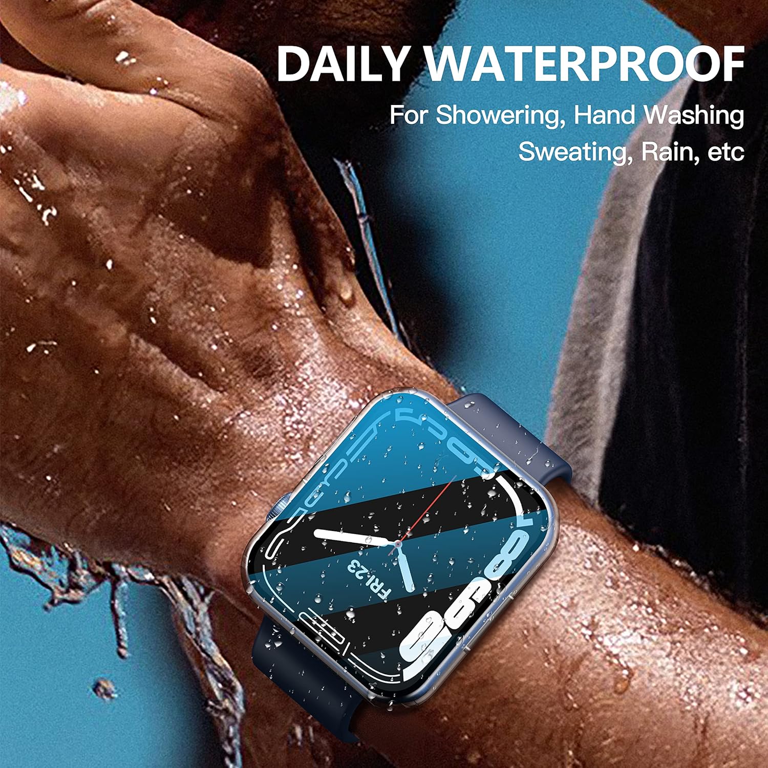 Misxi Paquete de 2 – Funda impermeable con botón diseñada para Apple Watch Series 9 (2023), Series 8, Series 7 de 41 mm, funda rígida de