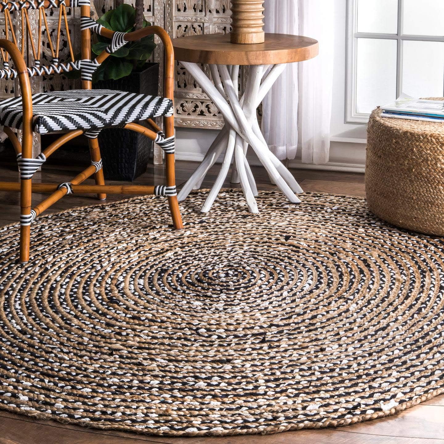 nuLOOM Glinda – Alfombra de fibra natural, 5 x 8 pies, ovalada, color negro