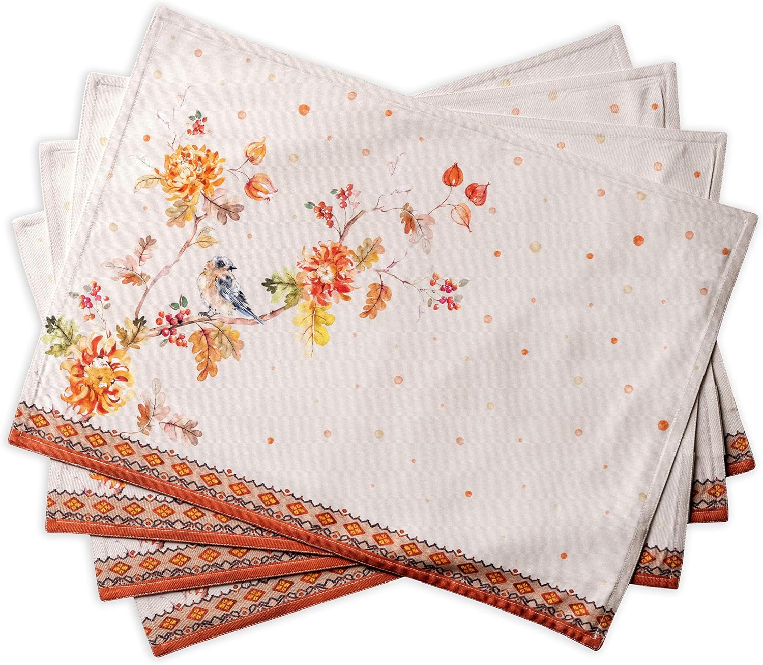 Maison d’ Hermine – Juego de 4 manteles individuales, 100% algodón, decorativos y lavables para regalos, cocina, bodas, restaurantes, campamentos,