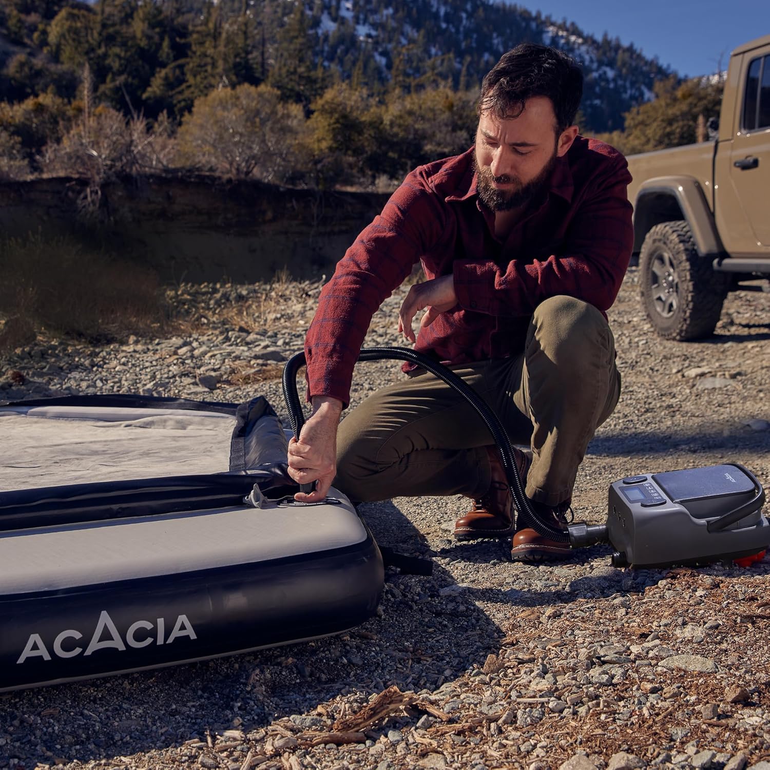 Acacia Piso de aire espacial para 2 personas con bomba de aire