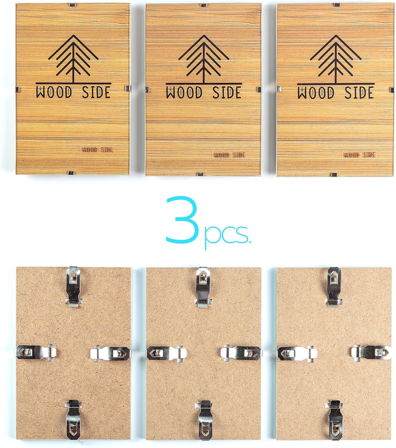WOOD SIDE ORBIS Marcos de fotos con clip de vidrio de 9 x 12 pulgadas, paquete de 3, marcos de fotos transparentes para manualidades