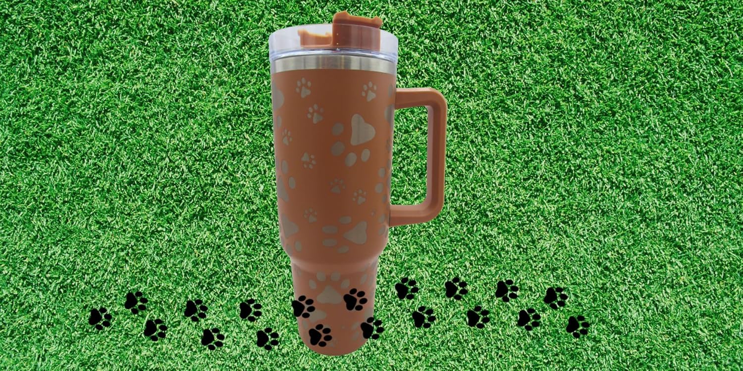 Vaso de 40 onzas con asa de acero inoxidable (marrón)
