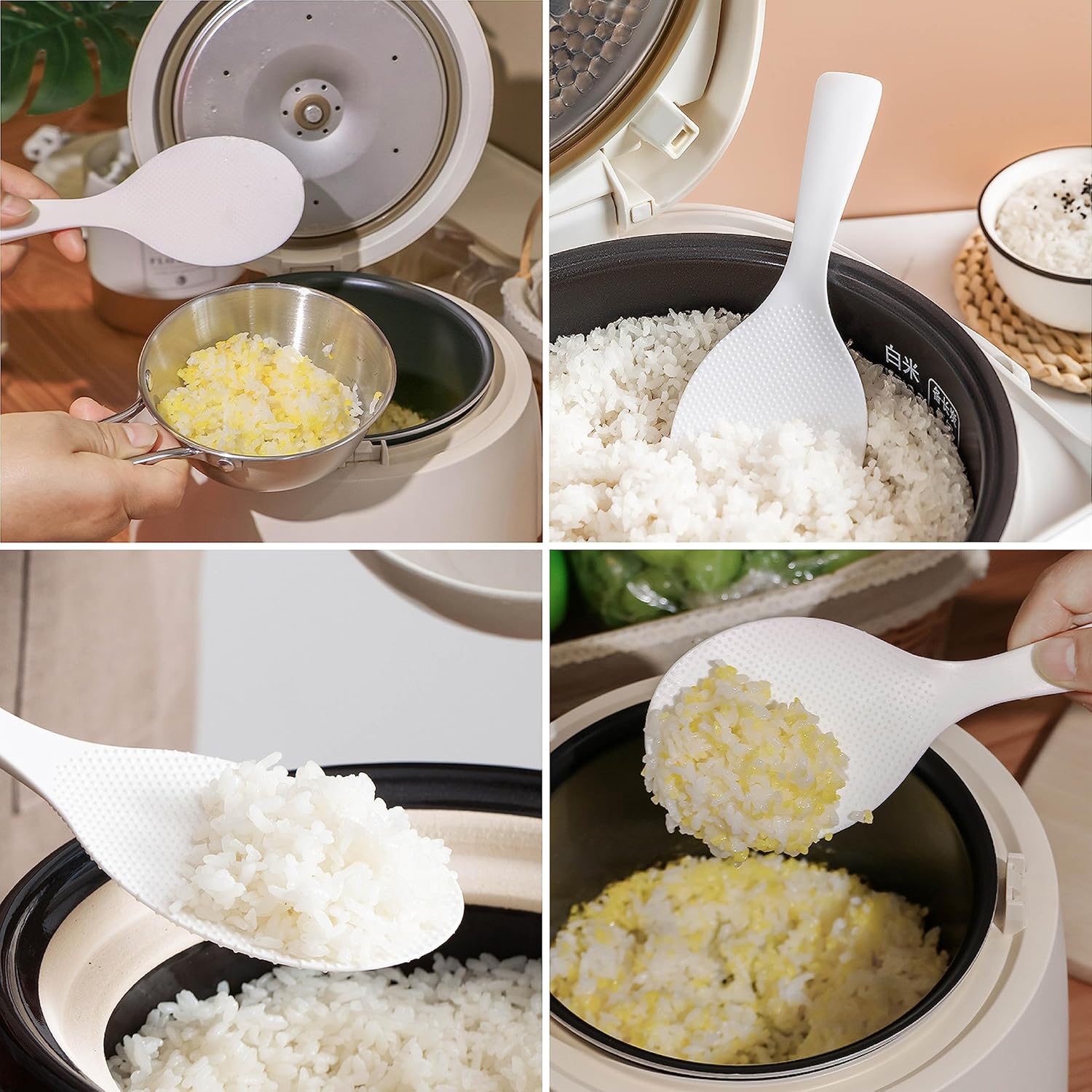 cuchara de arroz de pie, olla de arroz casera paleta de arroz antiadherente, por lo que puede usar la práctica. esta espátula de arroz es